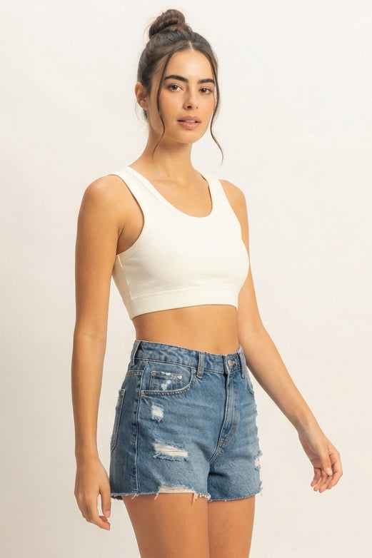 Wholesale Cropped Tank Top Clothing Tops DZ22E360 MARSHMALLOW DOUBLE ZERO