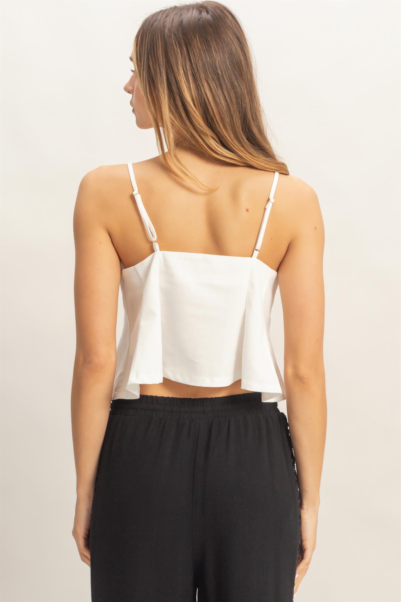 Wholesale Spaghetti Strap Peplum Top Blouses HF26A613 IVORY HYFVE