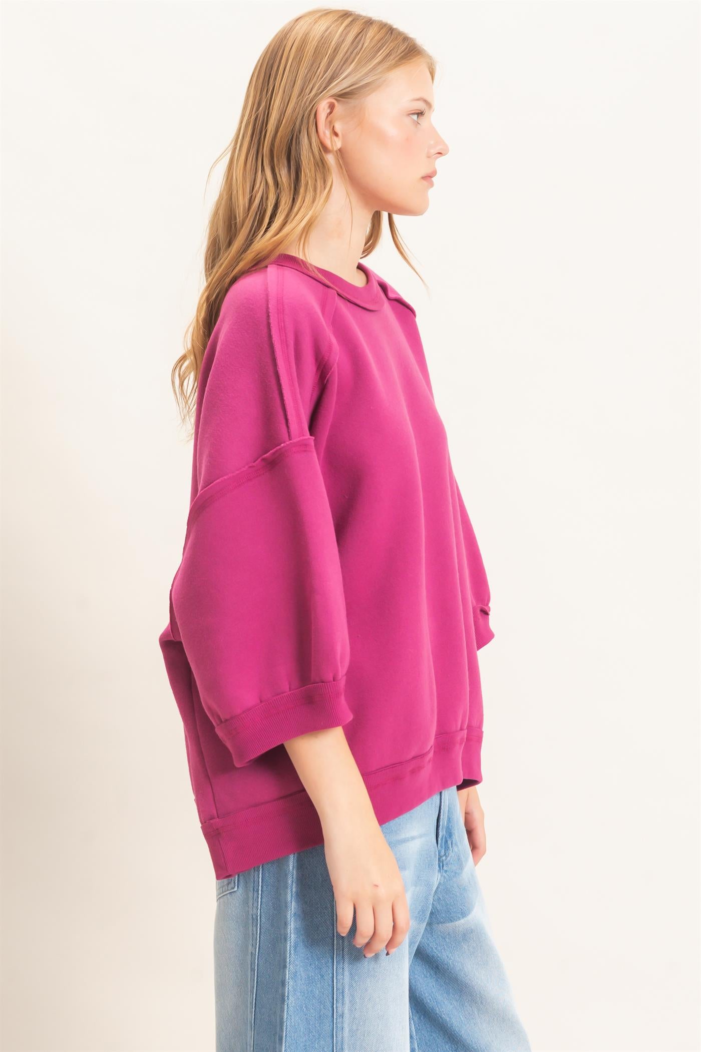 Wholesale Raglan Sleeve Oversized Sweatshirt Sweatshirts HF26E075 PURPLE HYFVE