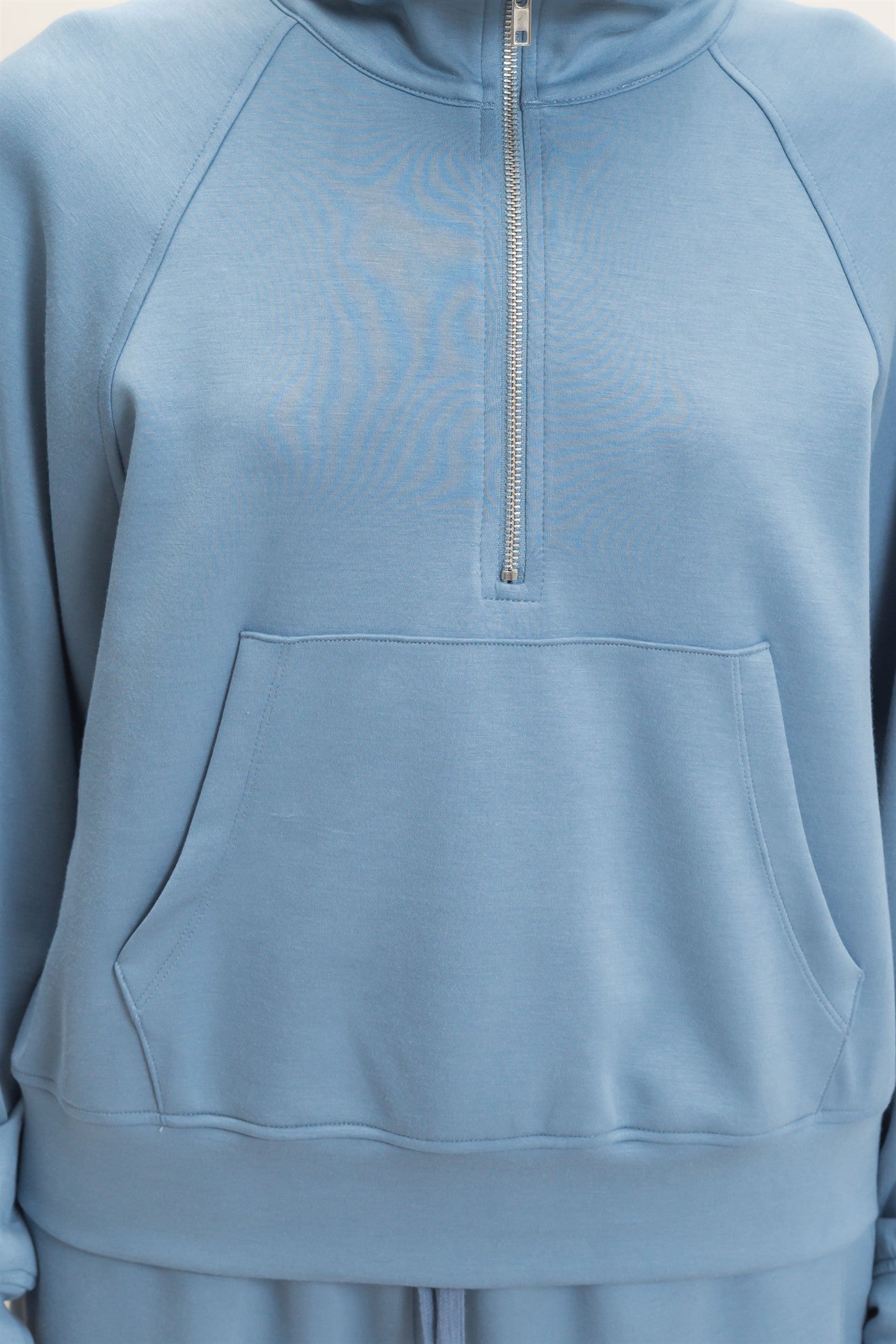 Wholesale Half-Zip Collar Raglan Pullover Sweatshirts DZ26C967 DUSTY BLUE DOUBLE ZERO