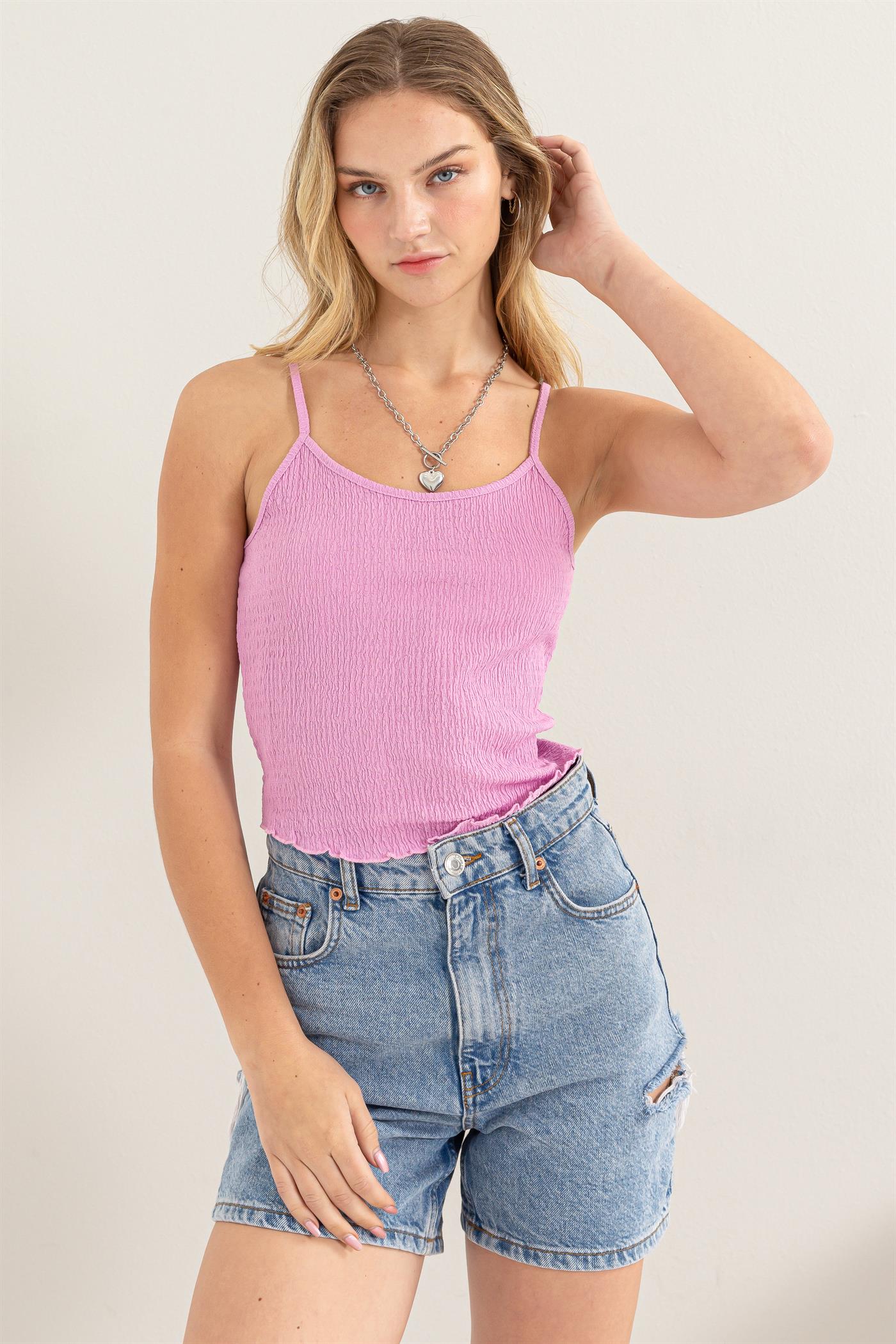 Wholesale Crop Cami Top Clothing Tops DZ24C836 PINK DOUBLE ZERO