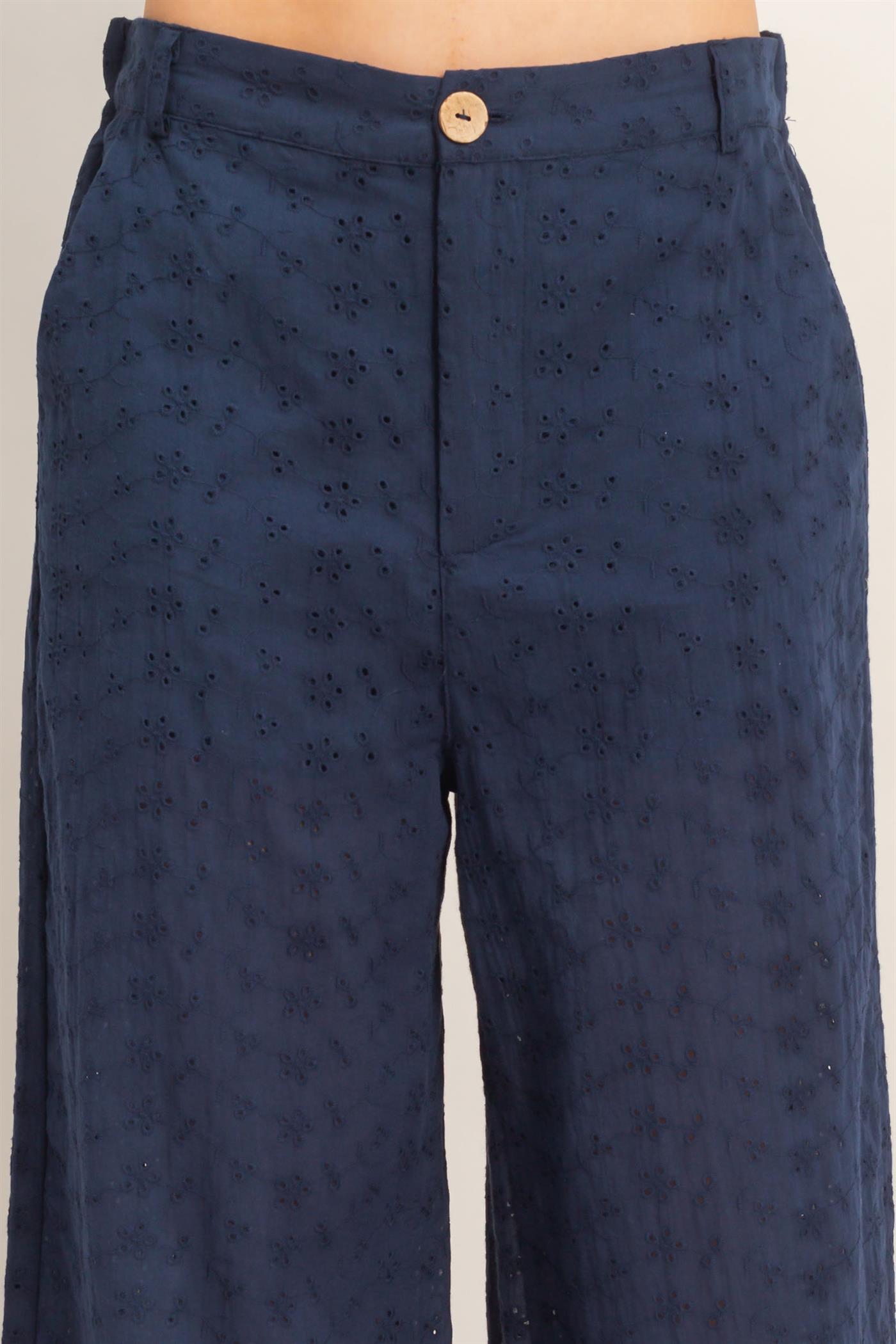 Wholesale Floral Eyelet Pants Pants HF26C542 NAVY HYFVE