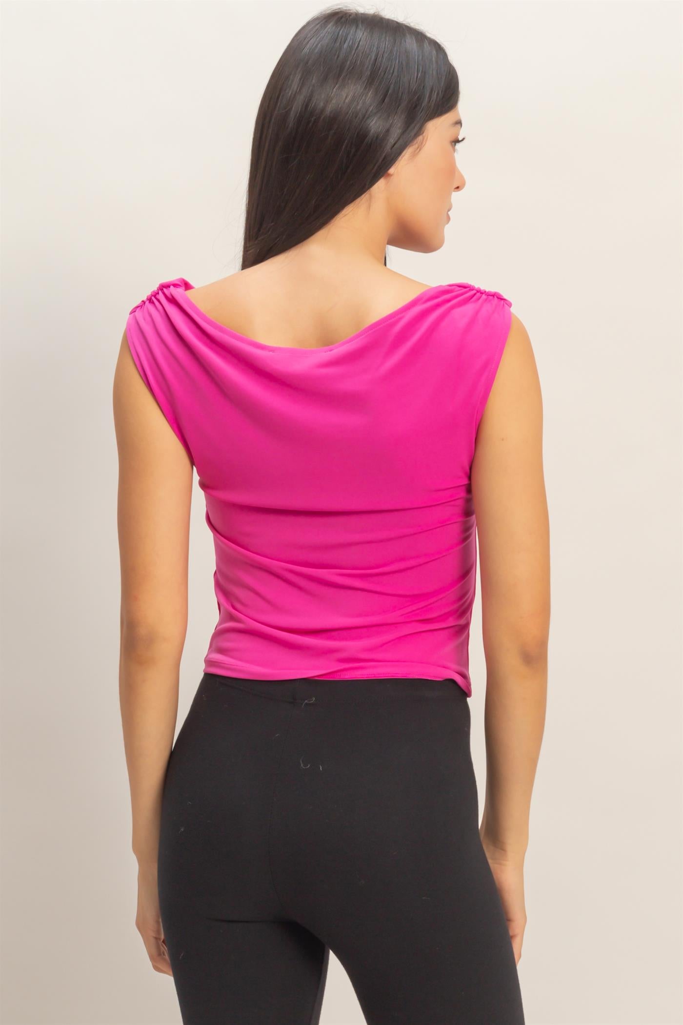 Wholesale Cowl Neck Sleeveless Top Clothing Tops DZ26C274 FUCHSIA DOUBLE ZERO