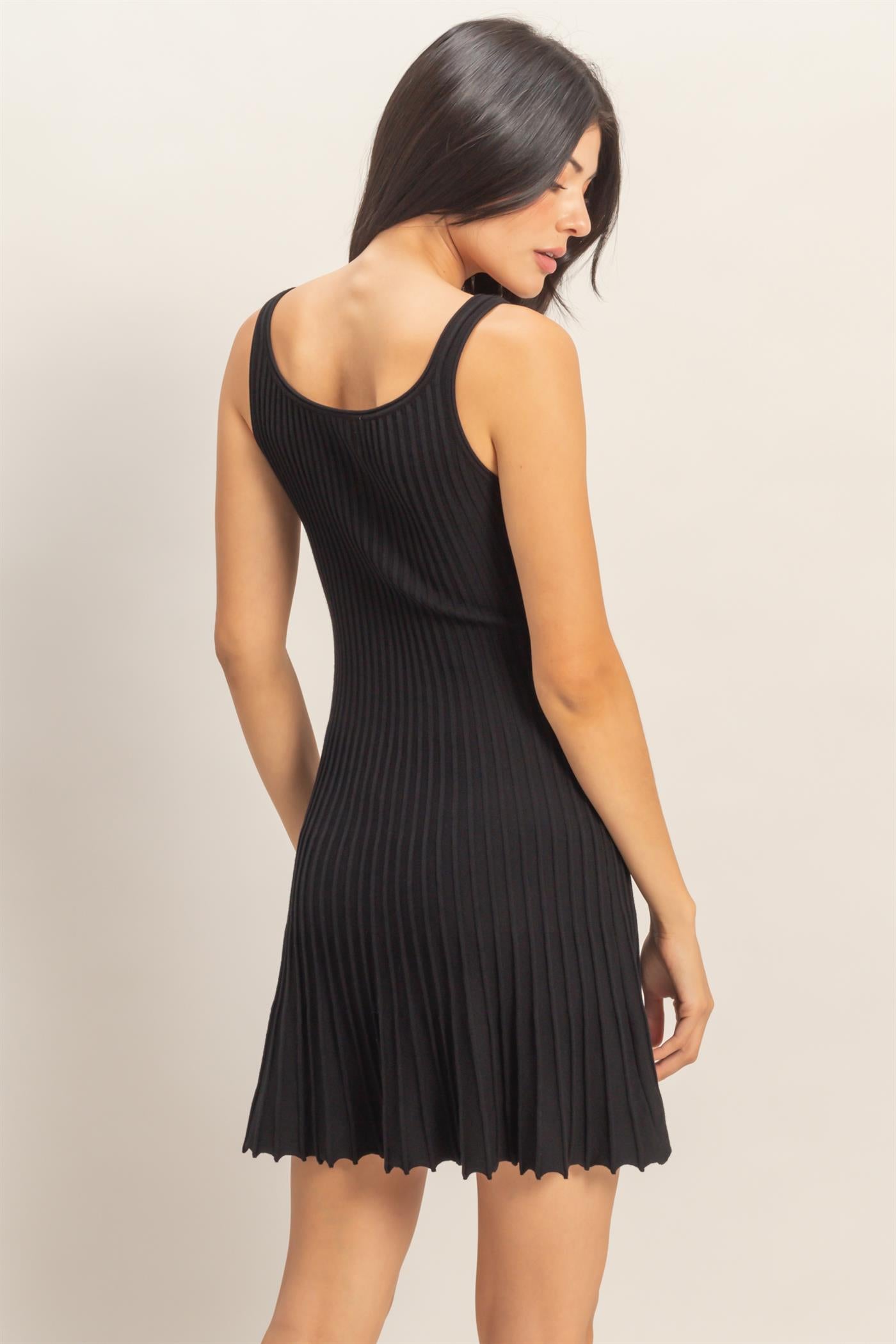 Wholesale Pleated Knit Tank Mini Dress Dresses DZ26C283 BLACK DOUBLE ZERO