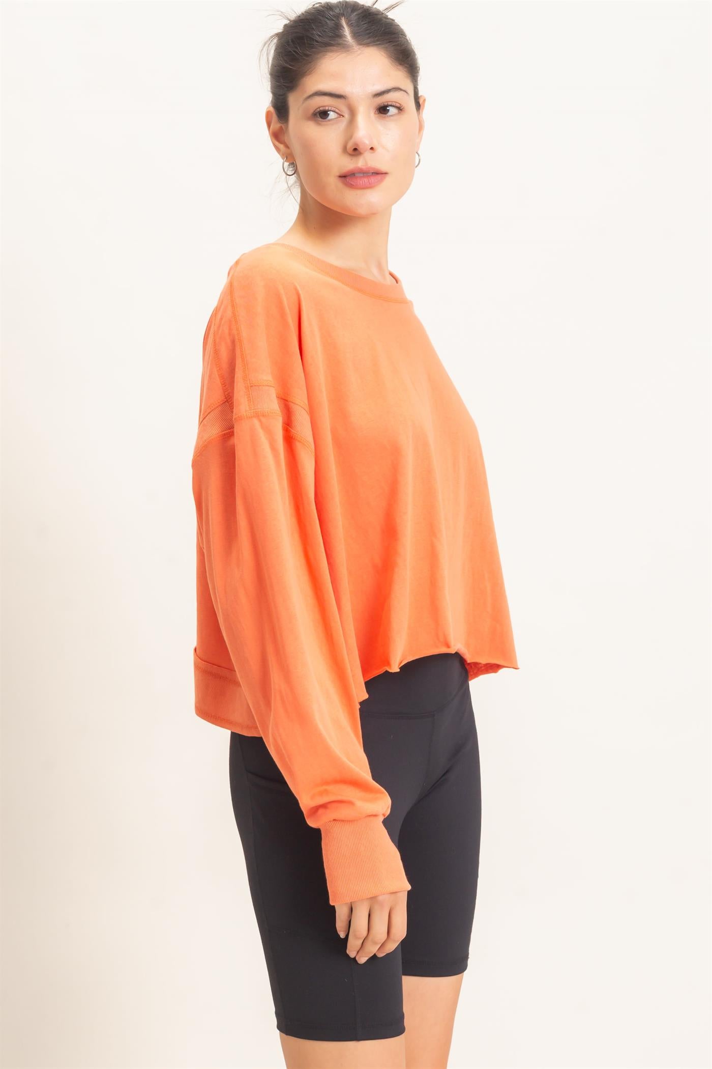 Wholesale Crew Neck Top Clothing Tops HF26C808 ORANGE HYFVE