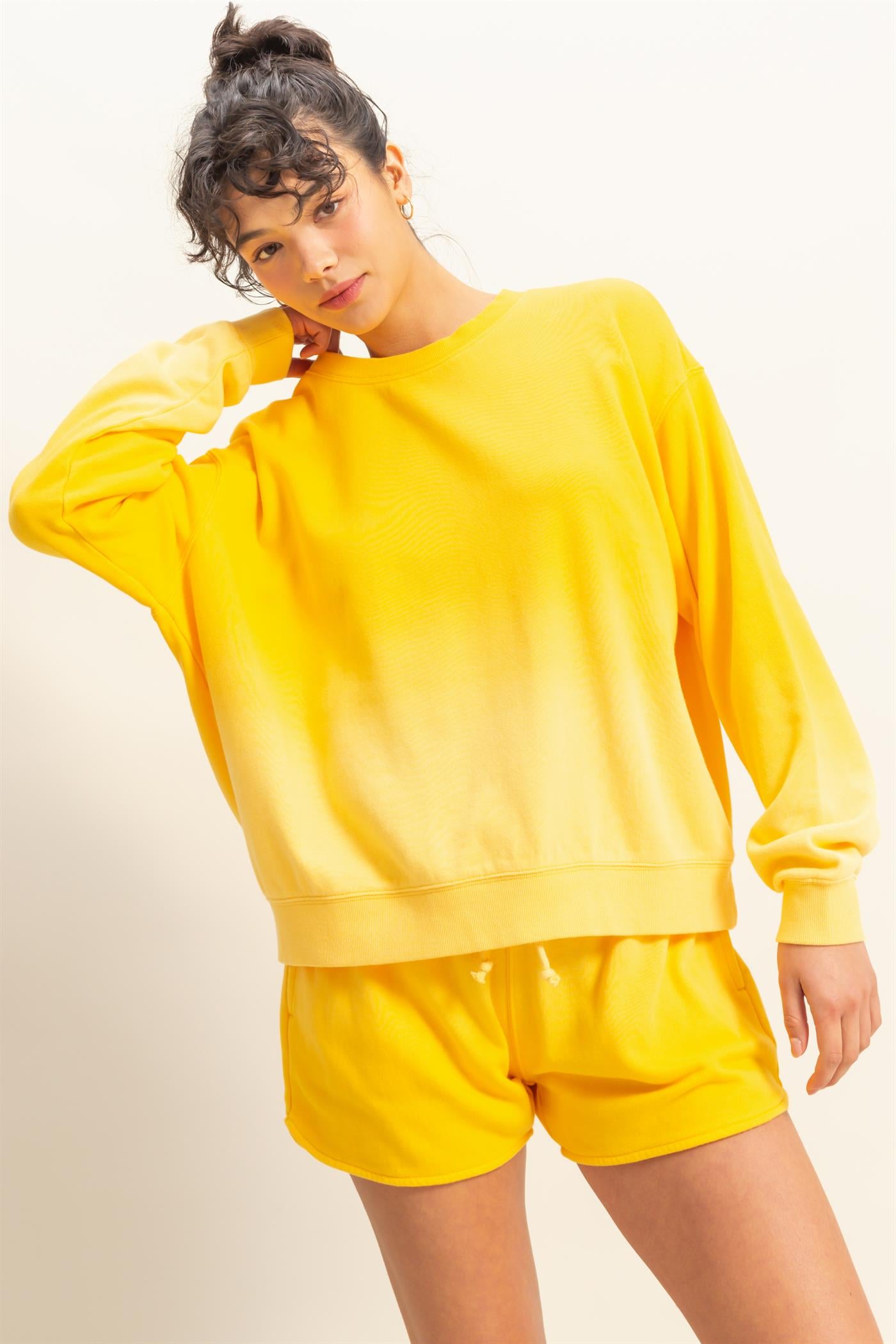 Wholesale Dip Dye Long Sleeve Sweatshirt Sweatshirts DZ25E070 SUNFLOWER DOUBLE ZERO