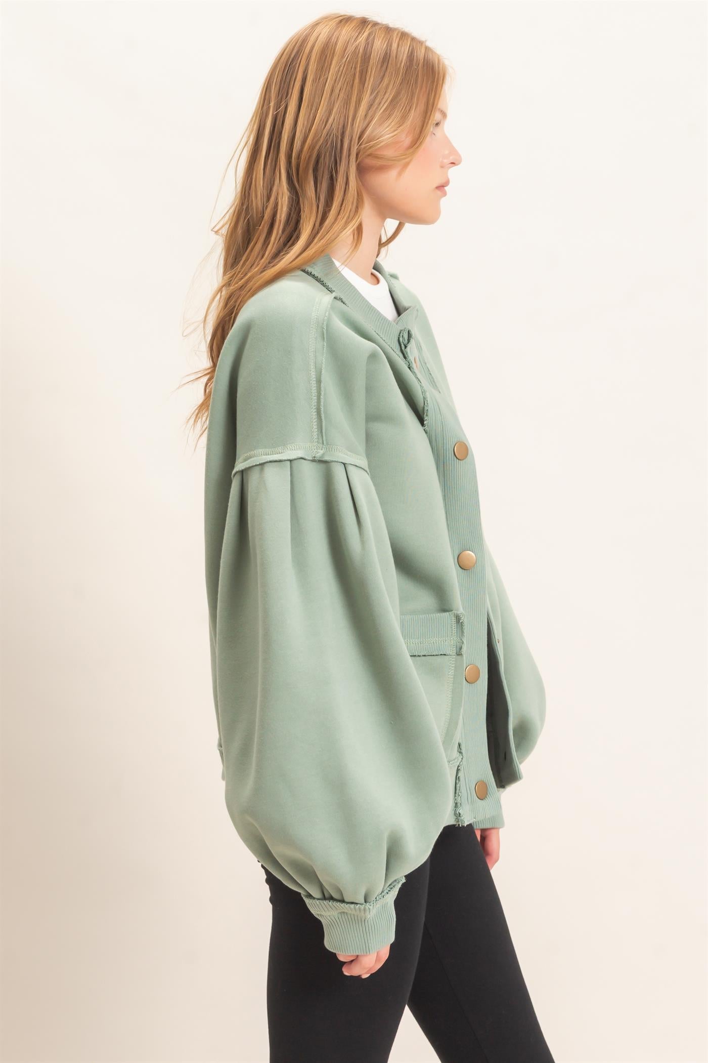 Wholesale Snap Front Jacket Coats & Jackets HF26E003 SAGE HYFVE