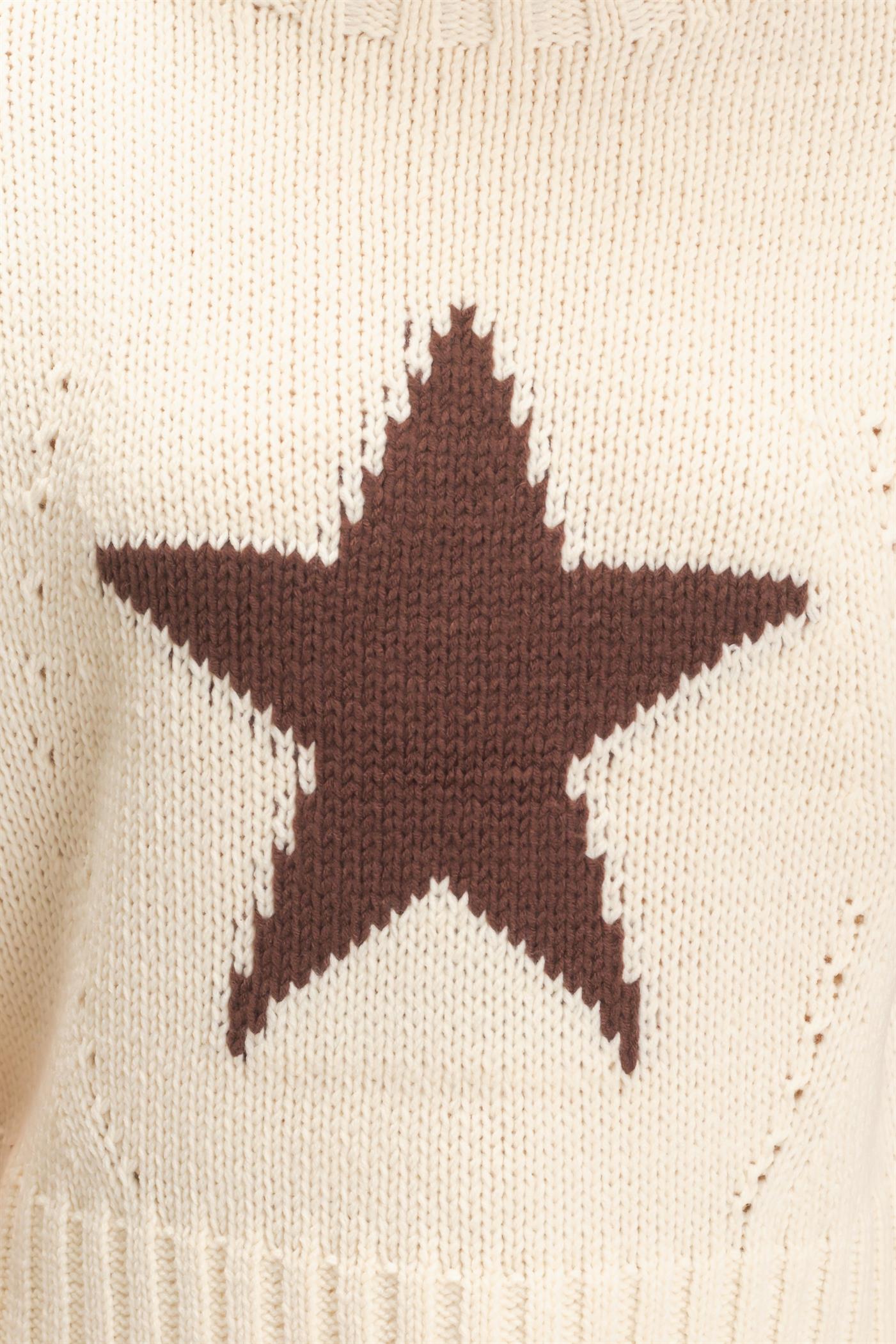 Wholesale Star Pattern Ribbed Sweater Sweaters HF26E051 CREAM HYFVE