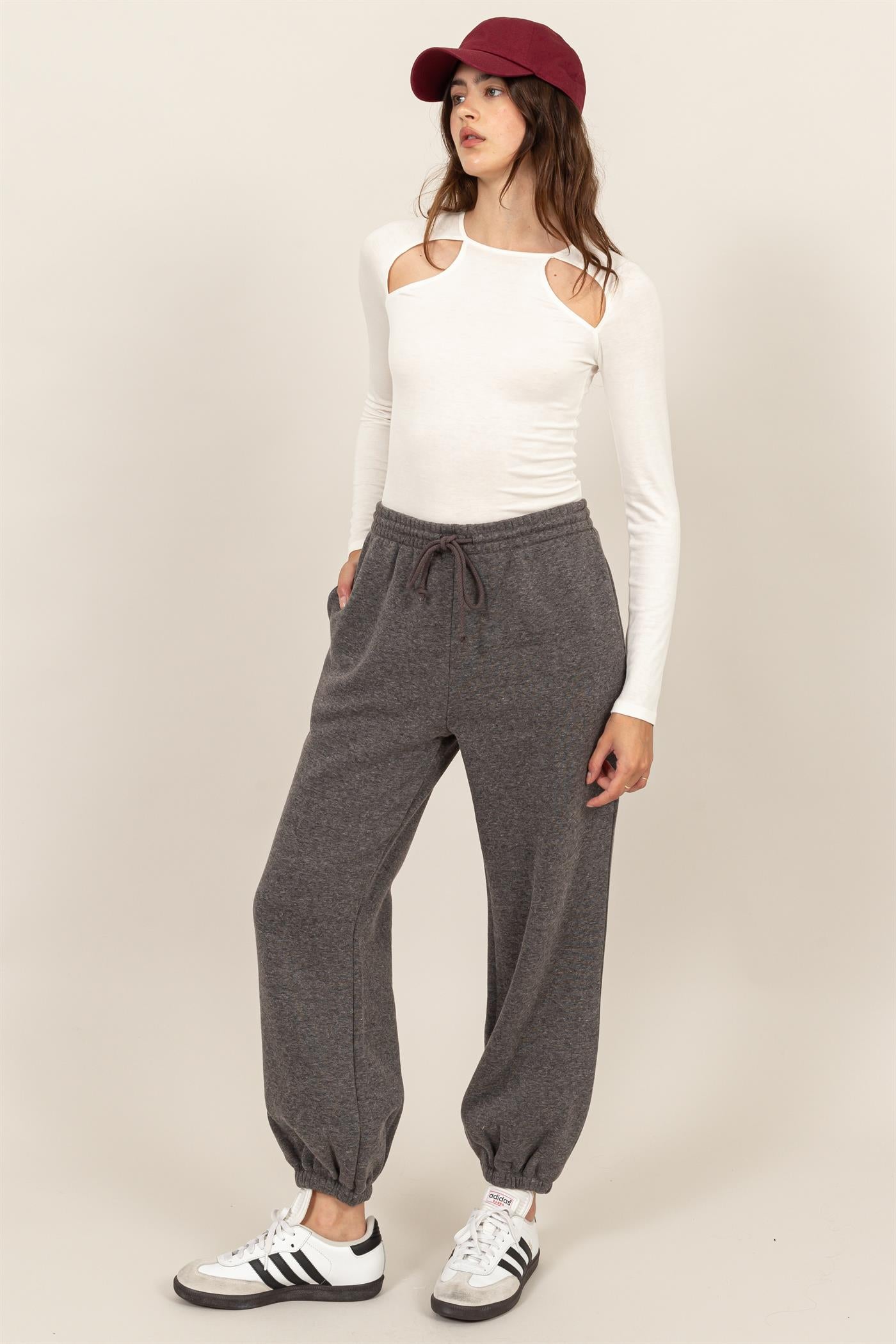 Wholesale Washed French Terry Jogger Pants Pants HF24E984 H.CHARCOAL HYFVE