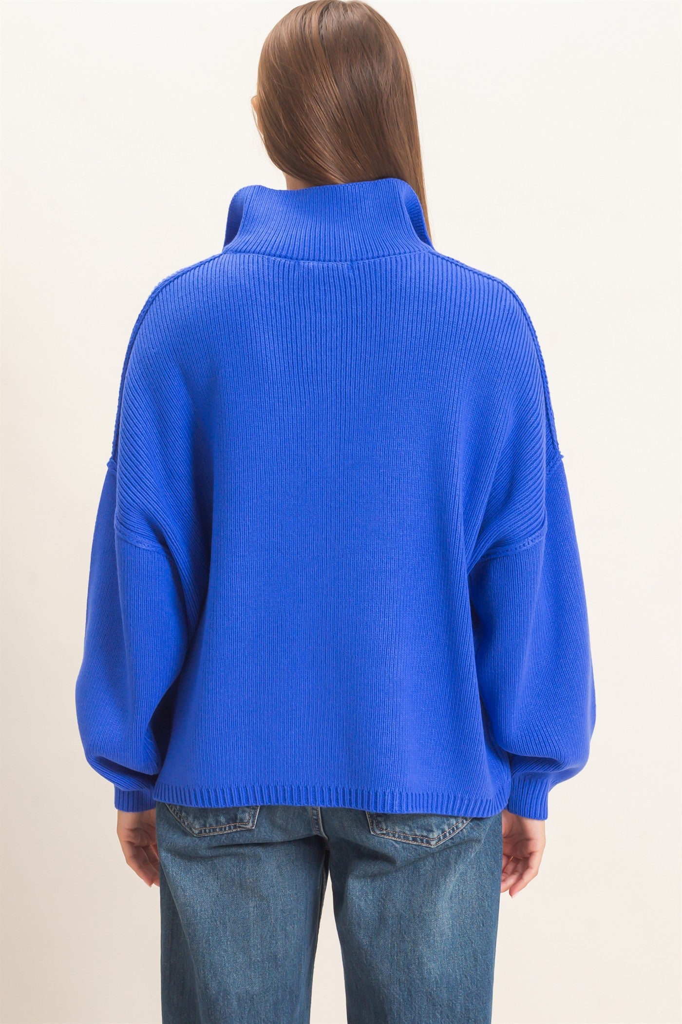 Wholesale High Neck Oversized Cardigan Cardigans DZ26E280 COBALT DOUBLE ZERO