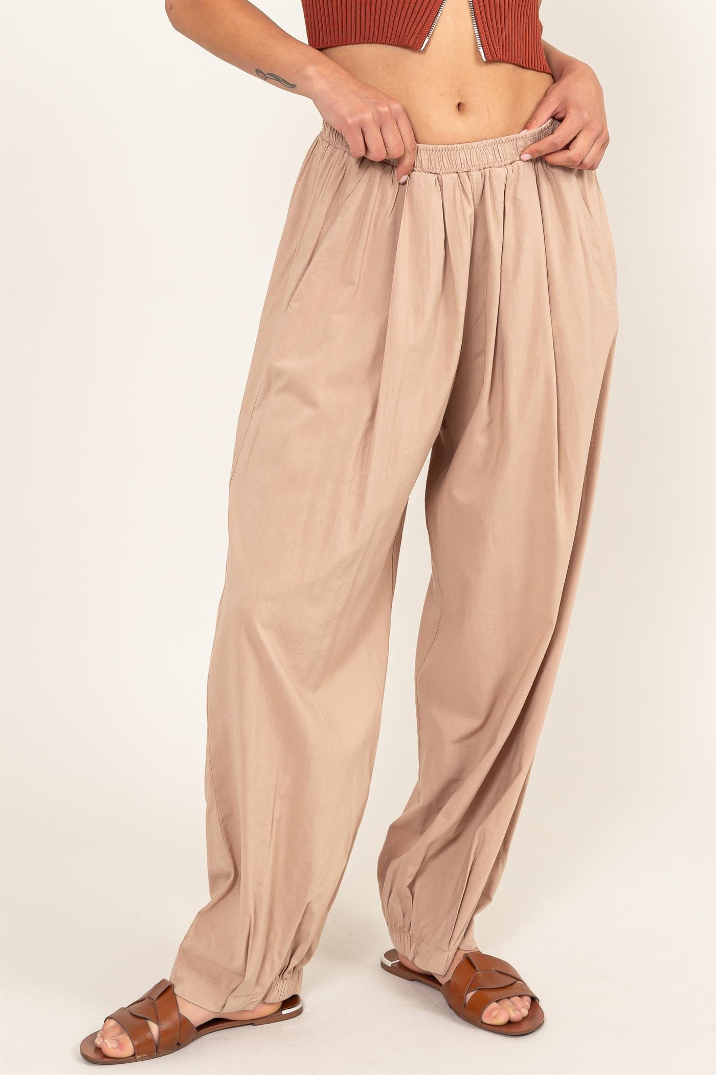 Wholesale Mid Rise Wide Leg Pants Pants DZ24A651 TAN DOUBLE ZERO