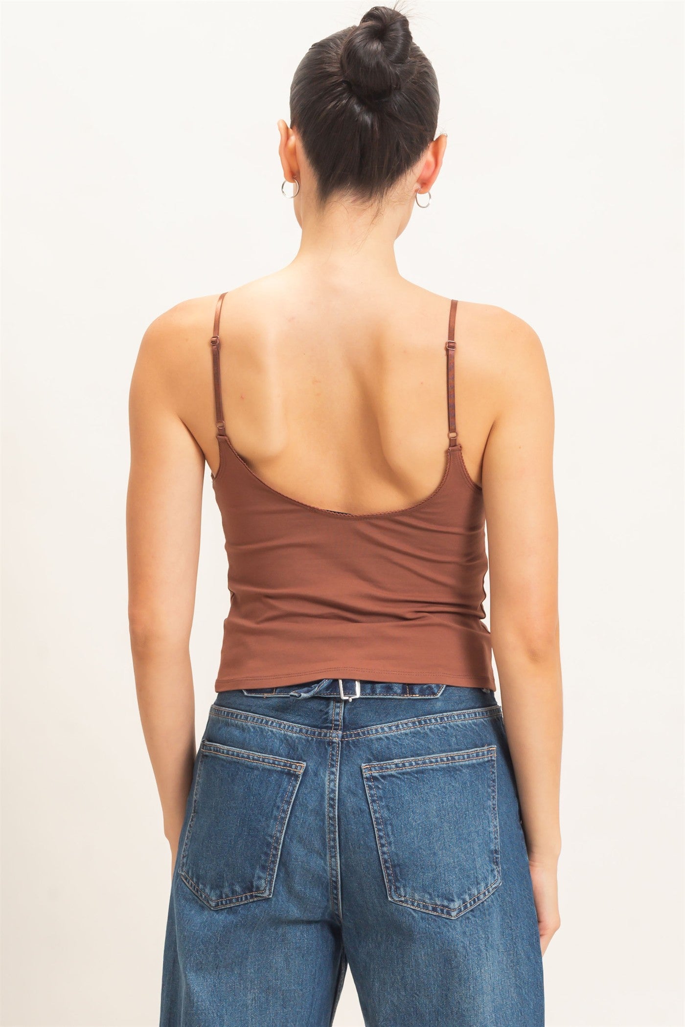 Wholesale Spaghetti Strap Bralette Top Camisoles HF26E621 CHOCOLATE HYFVE