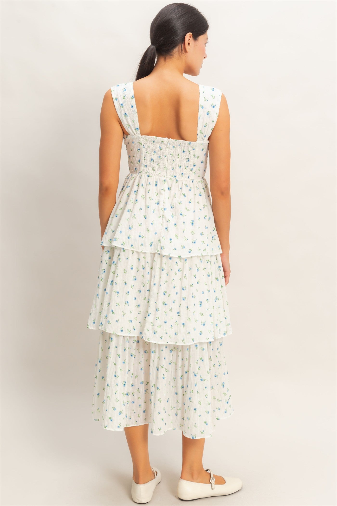 Wholesale Floral Tiered Dress With Boning Dresses HF26A142 IVORY HYFVE