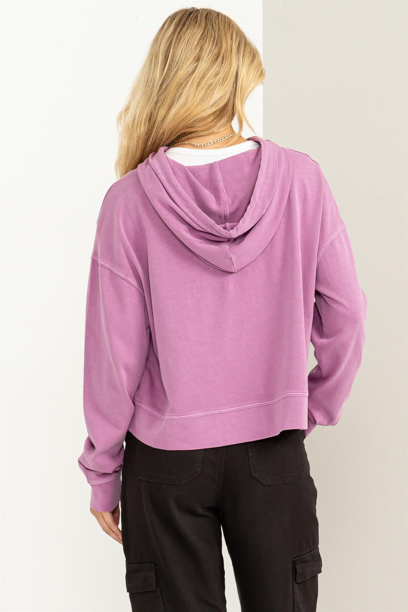 Wholesale Long Sleeve Drawstring Hoodie Clothing Tops DZ23E999 VINTAGE PLUM DOUBLE ZERO