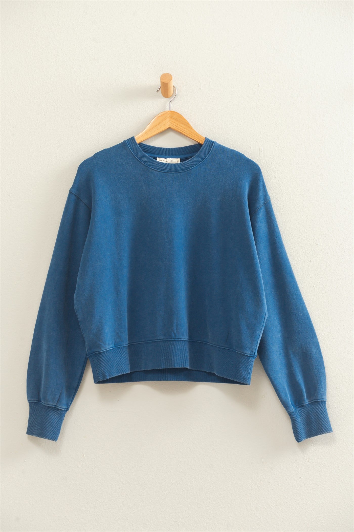 Wholesale Acid Wash Crew Neck Sweatshirt Sweatshirts DZ26E082 NAVY DOUBLE ZERO