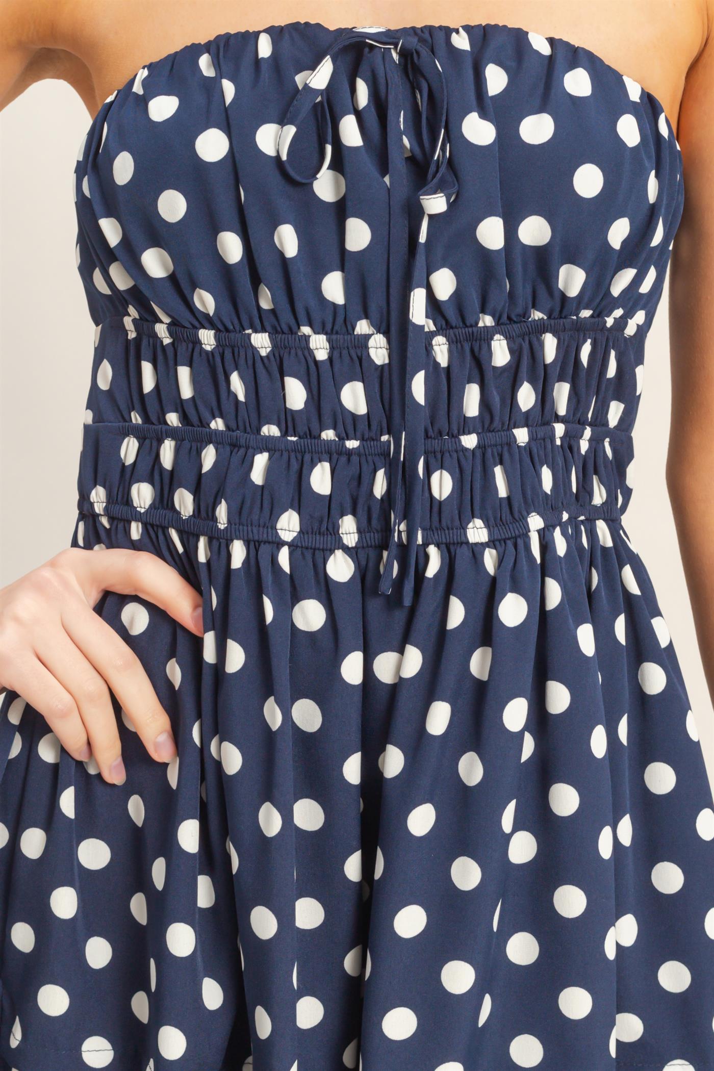 Wholesale Polka Dot Tube Top Dress Dresses HF26C106 NAVY HYFVE