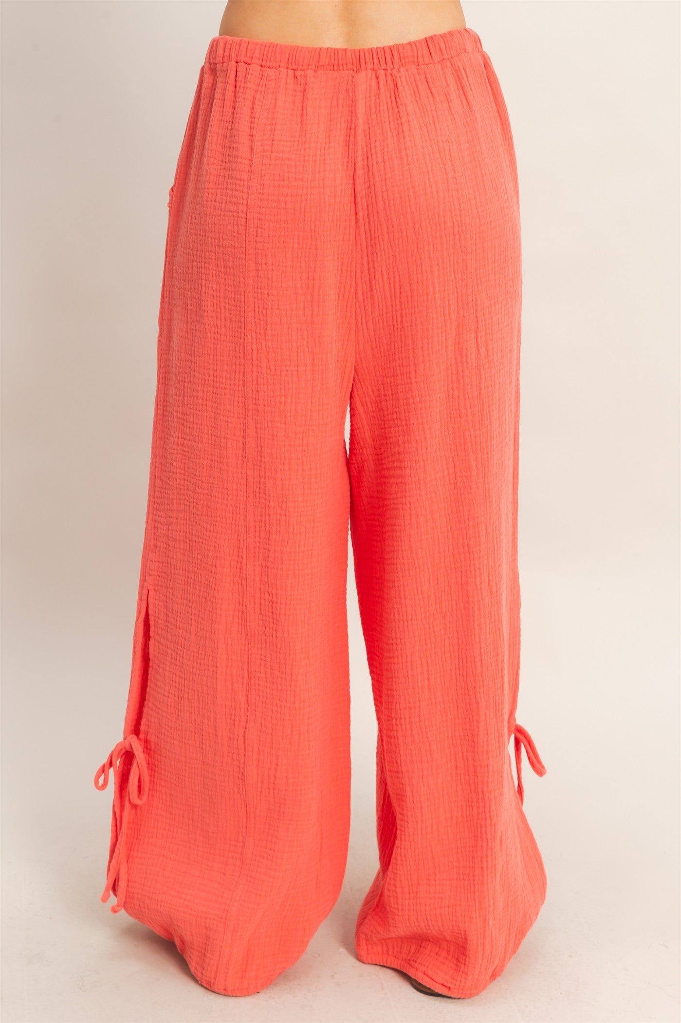 Wholesale Gauze Drawstring Jogger Pants Joggers HF26A822 RED ORANGE HYFVE