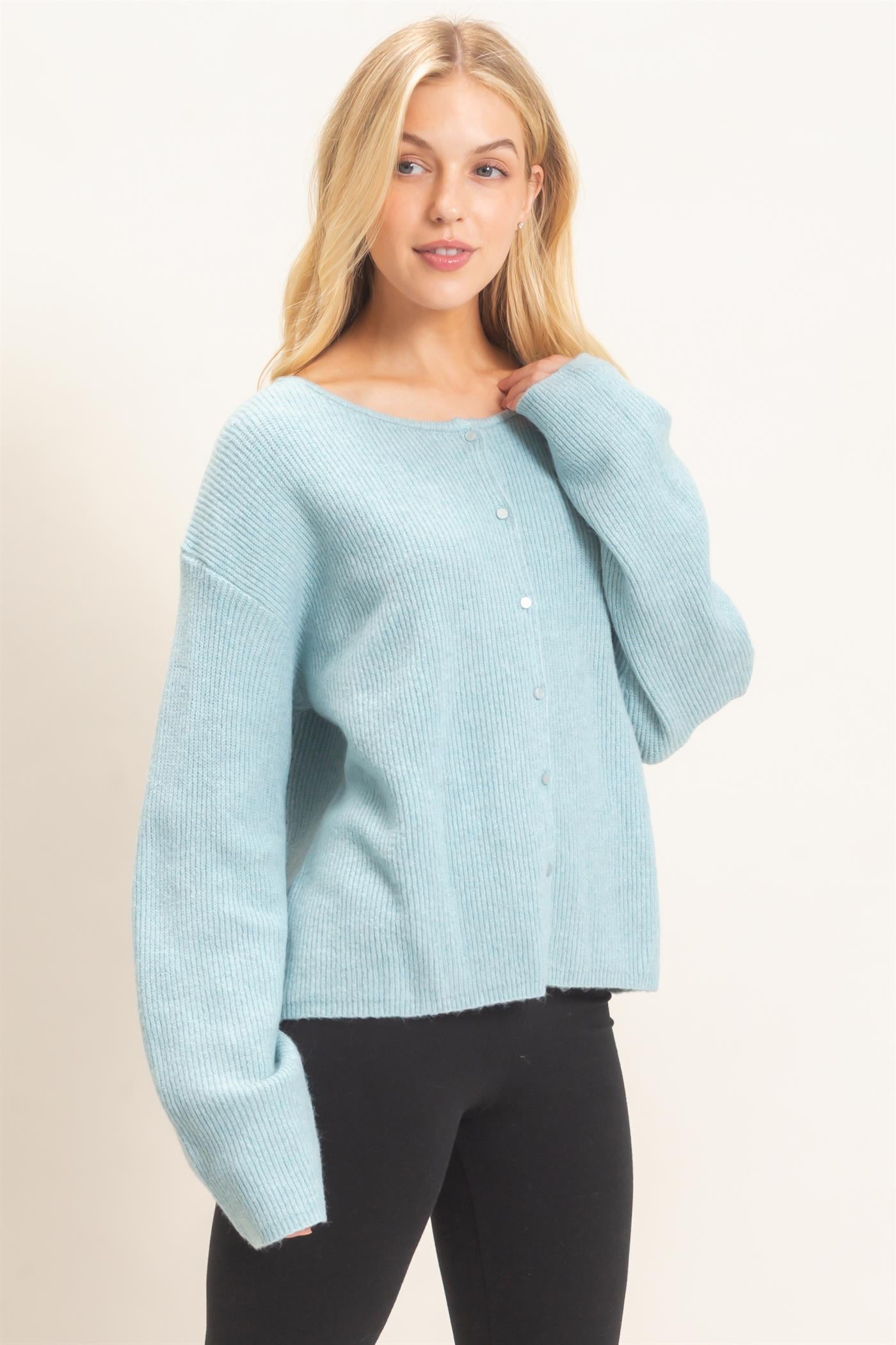 Wholesale Ribbed Cardigan Cardigans HF26E630 MISTY BLUE HYFVE