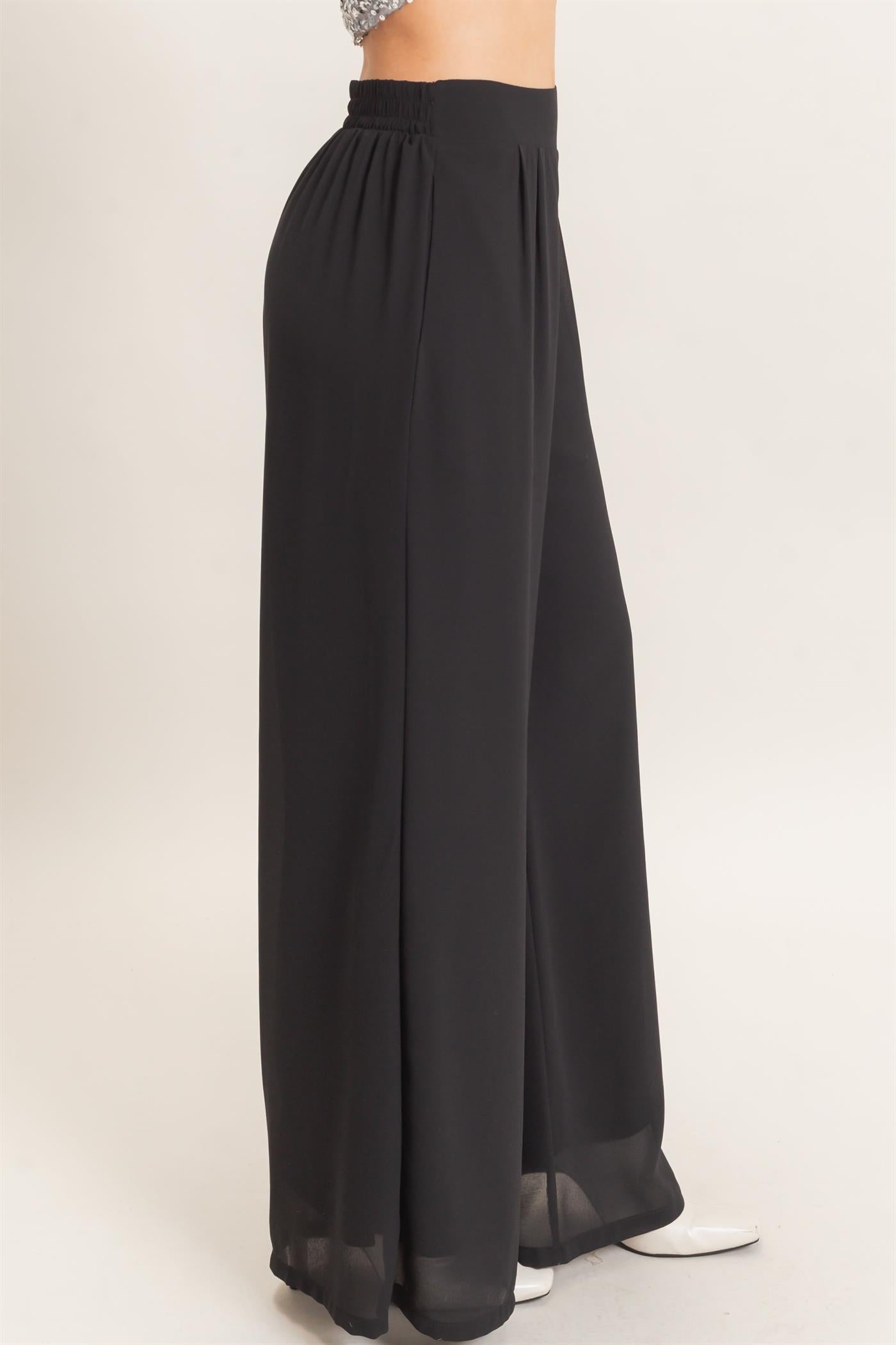Wholesale Wide-Leg High Waist Pants Pants HF26F068-D BLACK HYFVE
