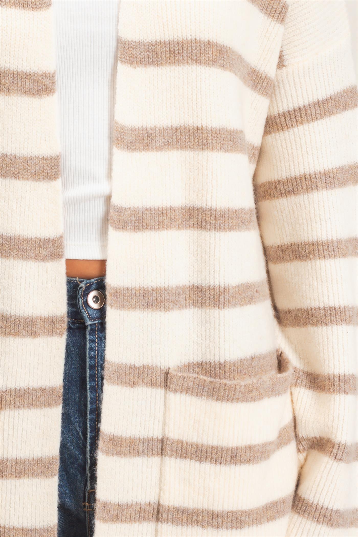 Wholesale Open Front Stripe Cardigan Cardigans DZ26C342 SAND DOUBLE ZERO