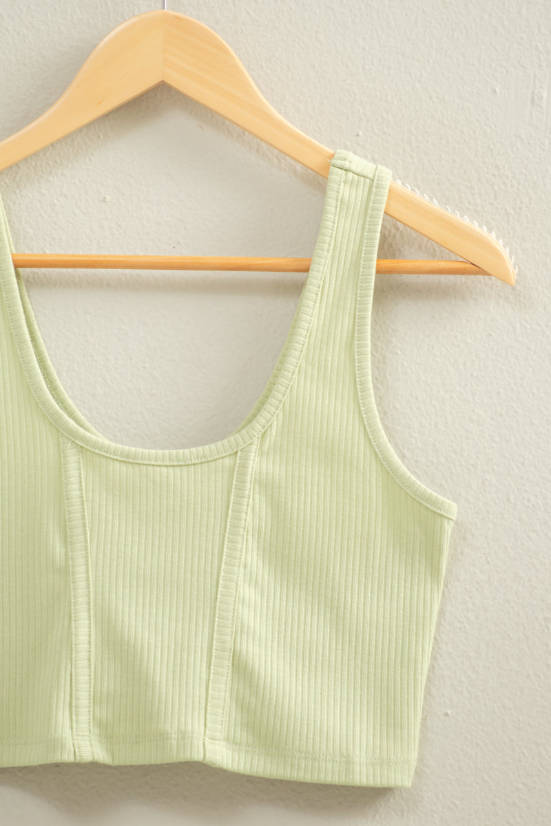 Wholesale Cropped Ribbed Tank Top Clothing Tops DZ22E144 PASTEL GREEN DOUBLE ZERO
