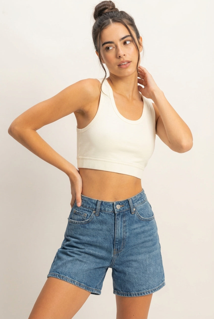 Wholesale Cropped Tank Top Clothing Tops DZ22E360 MARSHMALLOW DOUBLE ZERO