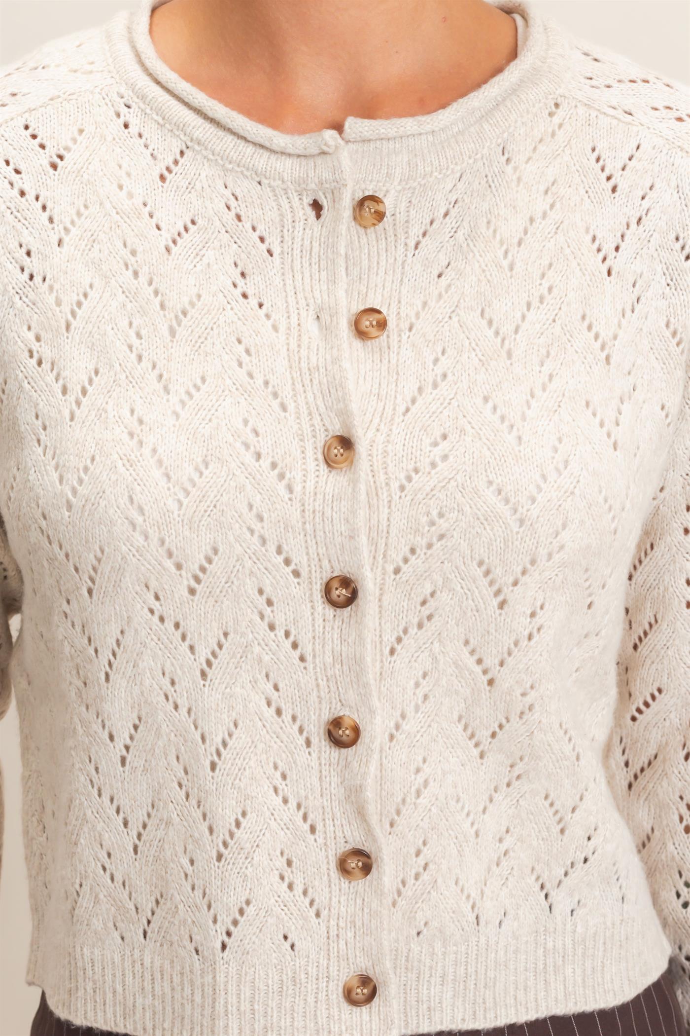 Wholesale Pointelle Knit Button Front Cardigan Cardigans DZ26C978 IVORY DOUBLE ZERO