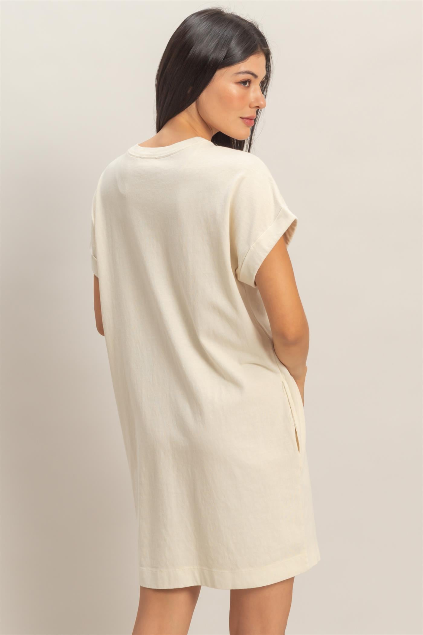 Wholesale Round Neck T-Shirt Mini Dress Dresses DZ26A029 ALPACA DOUBLE ZERO