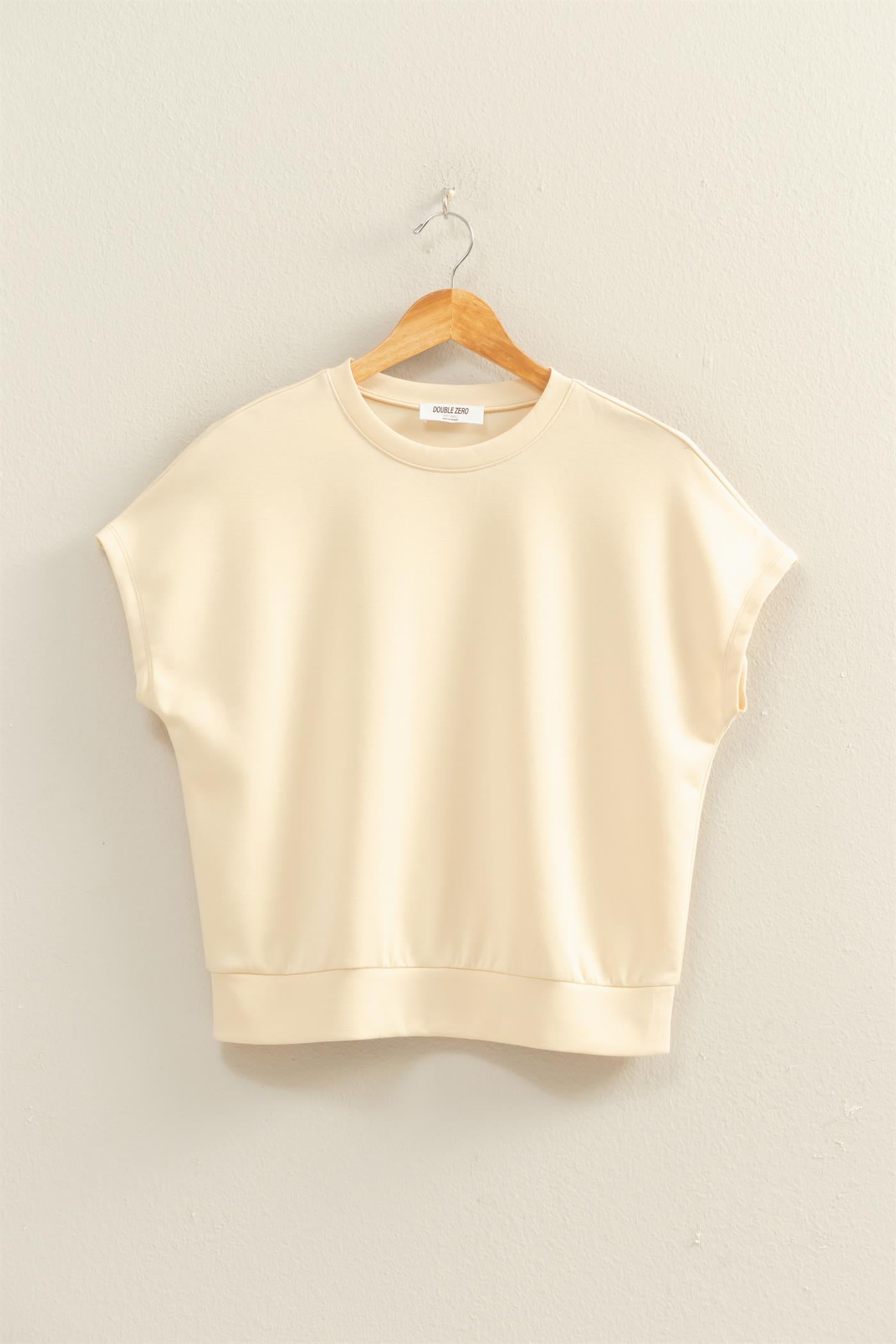 Wholesale Crew Neck Short Dolman Sleeve Top Clothing Tops DZ26C205 ALPACA DOUBLE ZERO