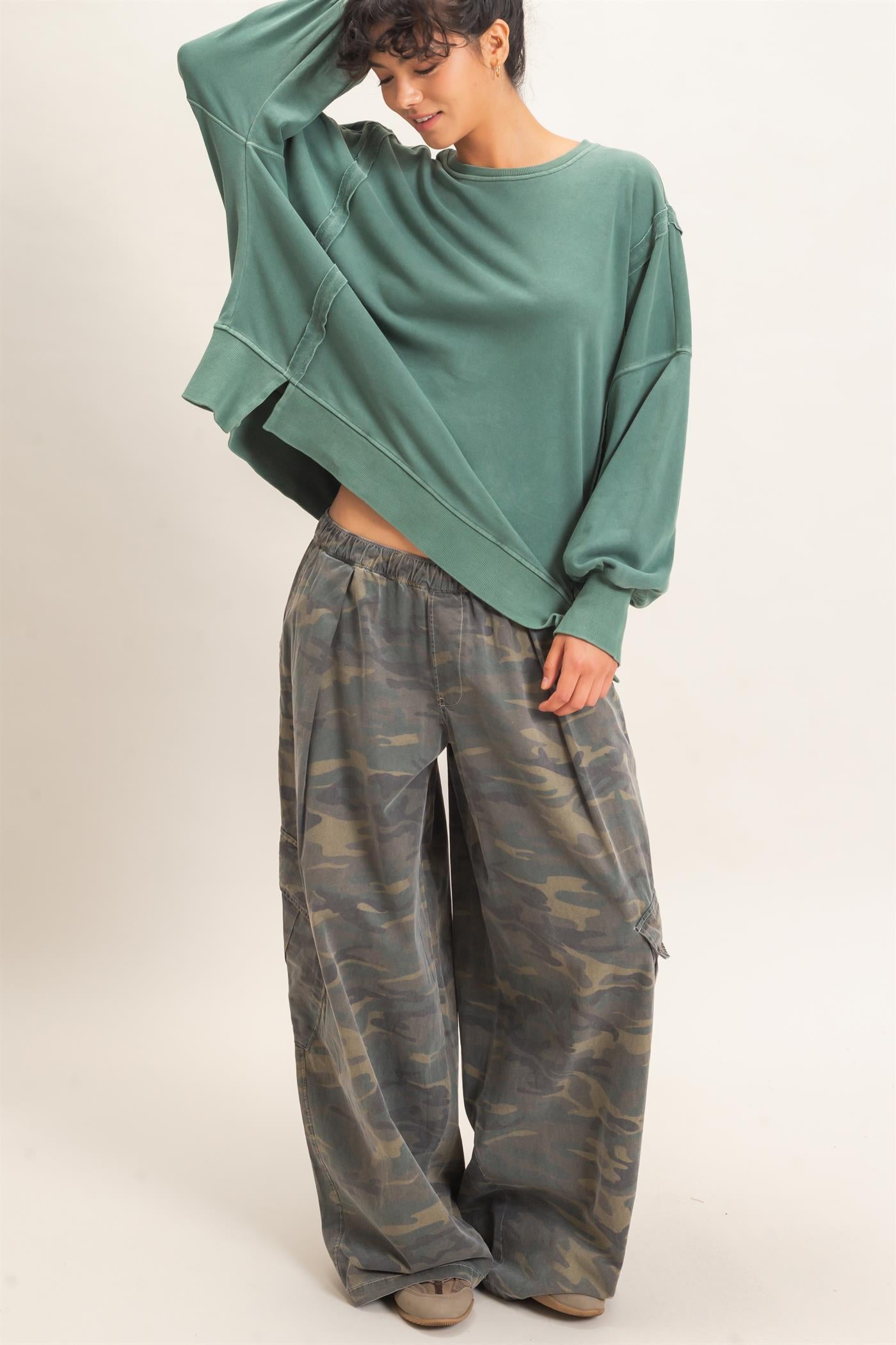 Wholesale Camouflage Cargo Pocket Pants Pants DZ26C891 DARK GREEN DOUBLE ZERO