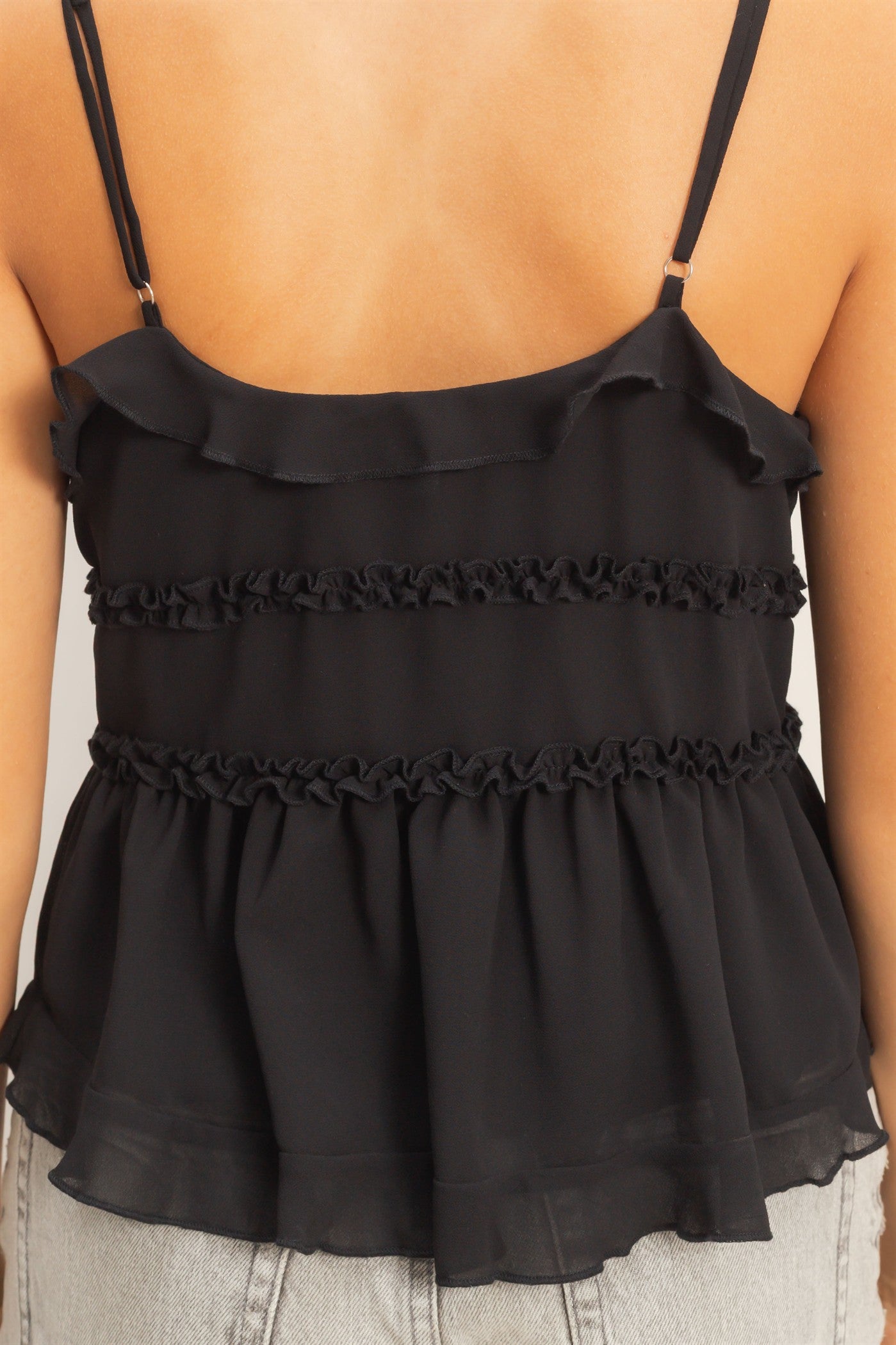 Wholesale Layered Tie-Front Camisole Top Clothing Tops HF26C321 BLACK HYFVE