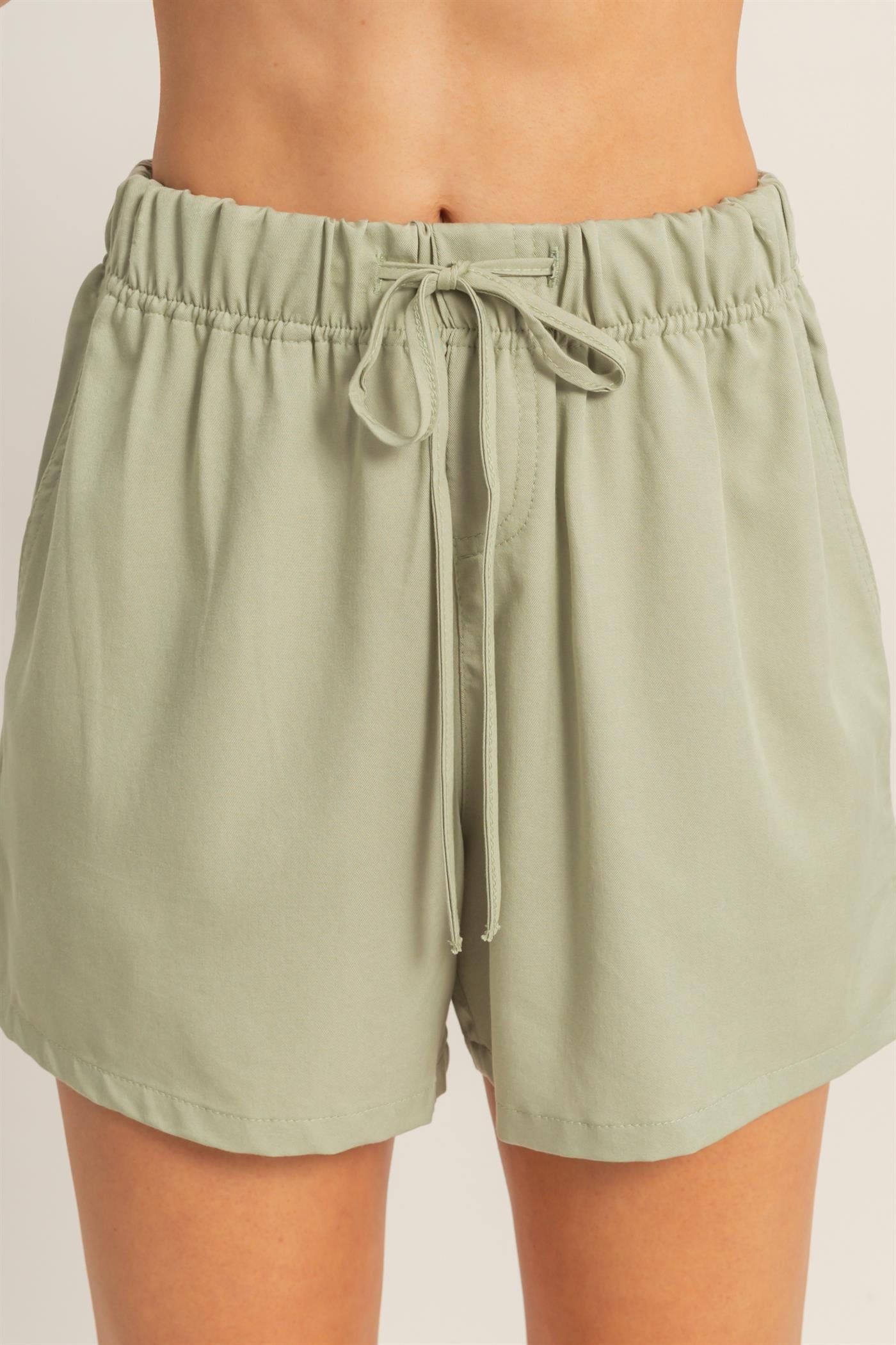 Wholesale Elastic Waist Drawstring Shorts Shorts HF26E428-D SAGE HYFVE