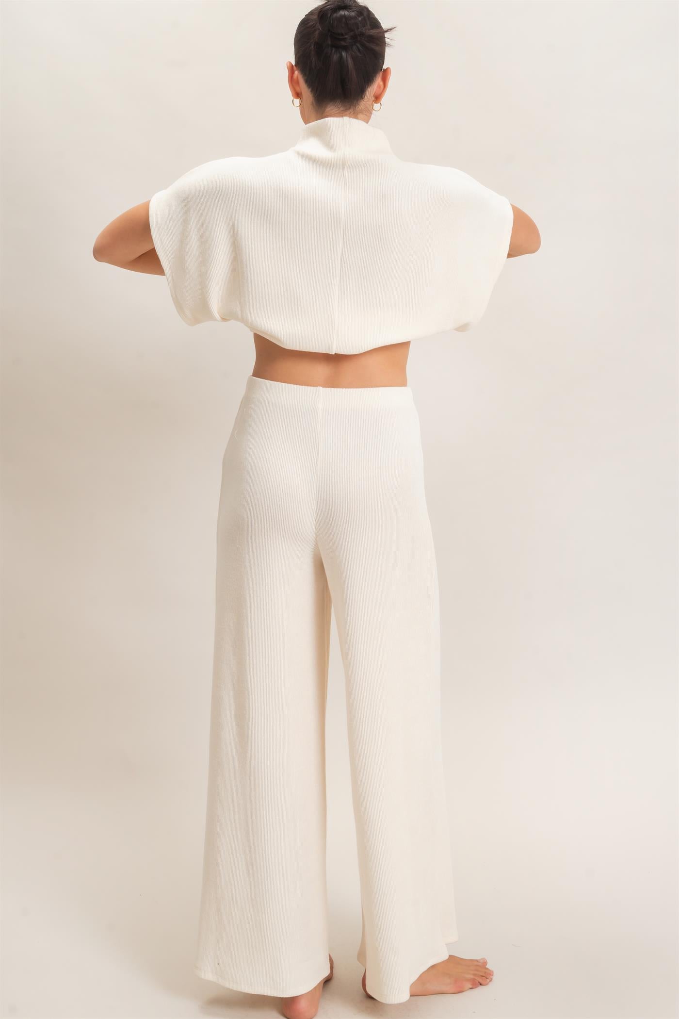 Wholesale Dolman Sleeve Top And Pant Set Clothing HF26F225-SET-D CREAM HYFVE