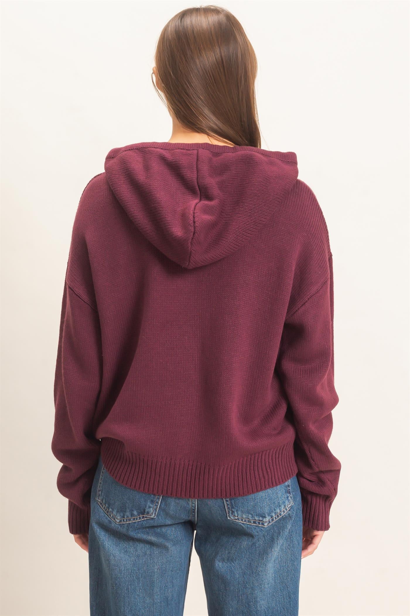 Wholesale Star Hooded Sweater Hoodies DZ26E811 DARK CHERRY DOUBLE ZERO