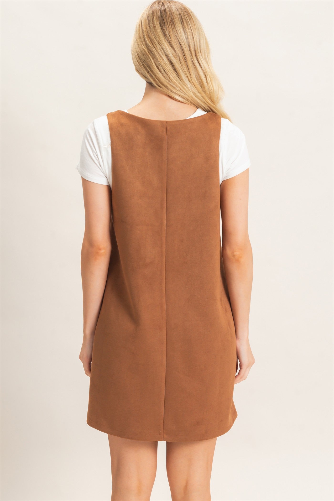 Wholesale Sleeveless Suede Mini Dress Dresses HF26F219 CAMEL HYFVE