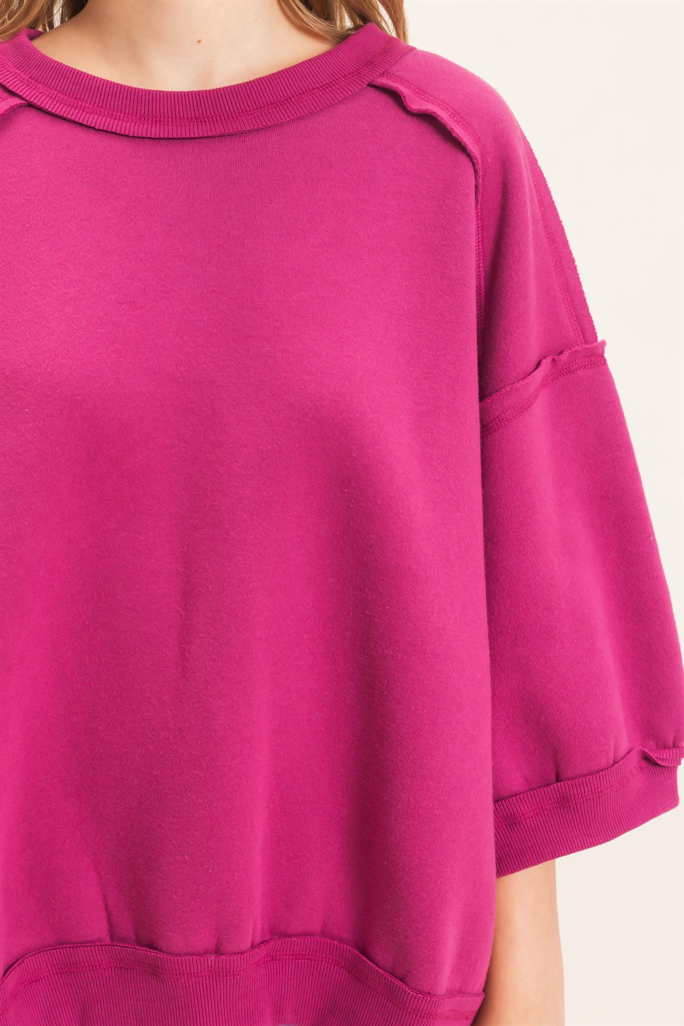 Wholesale Raglan Sleeve Oversized Sweatshirt Sweatshirts HF26E075 PURPLE HYFVE