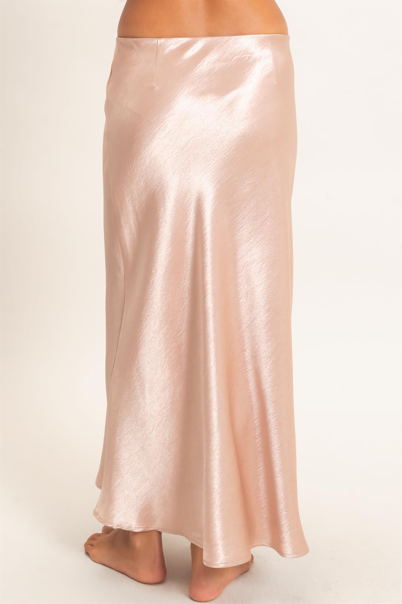 Wholesale Satin Midi Skirt Skirts DZ26C962 DARK TAUPE DOUBLE ZERO