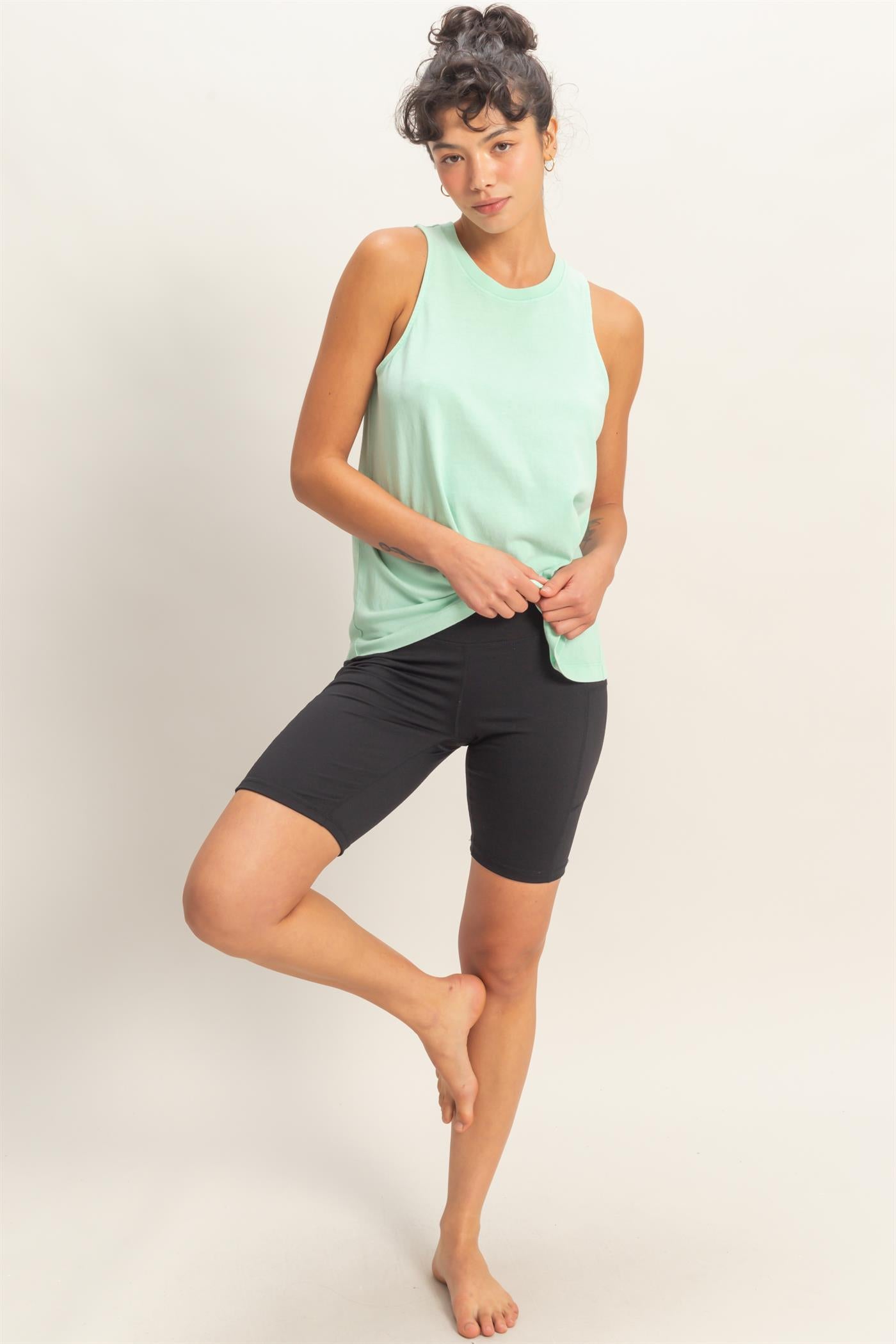 Wholesale Mineral Washed Sleeveless Top Clothing Tops DZ26A739 MINT DOUBLE ZERO