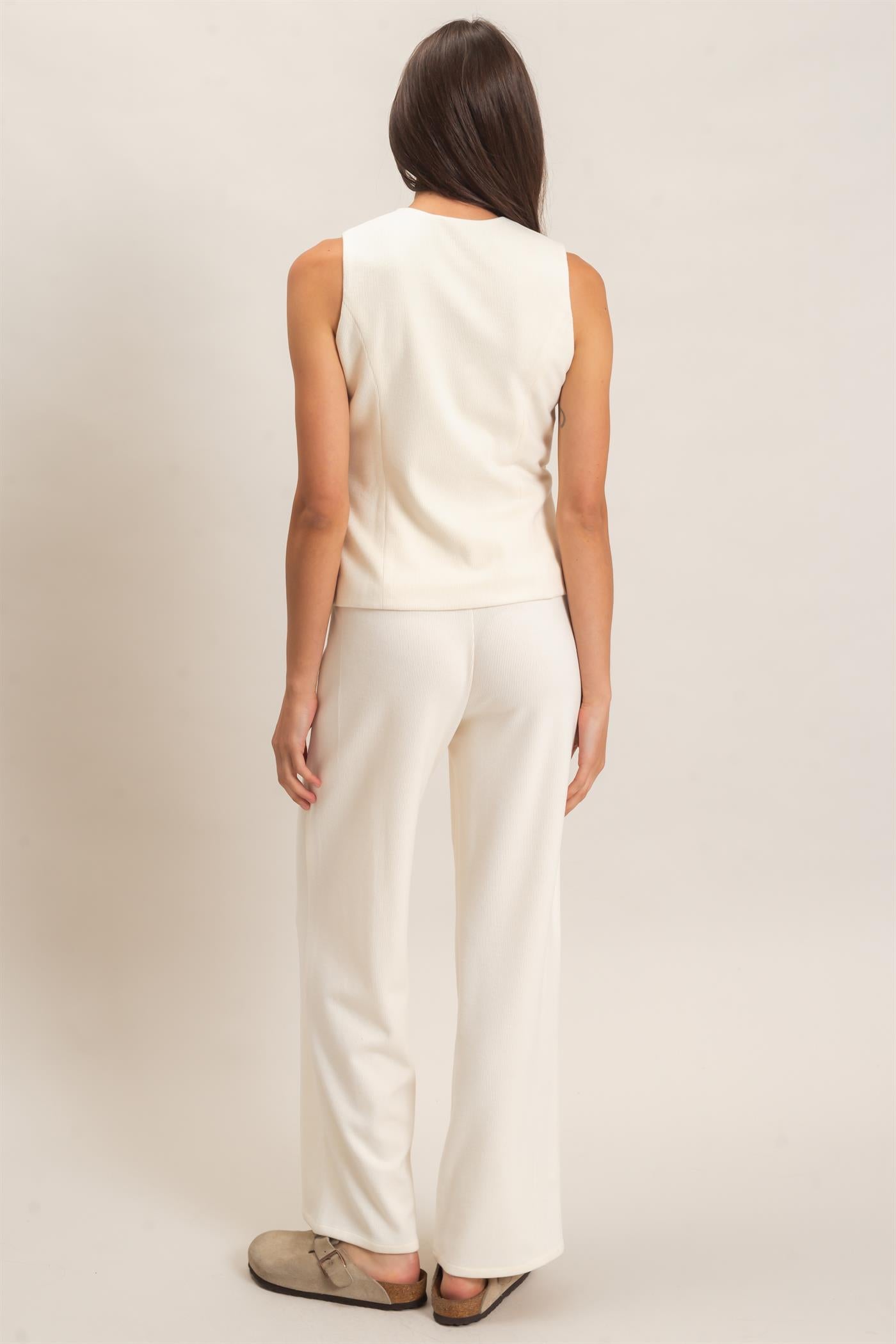 Wholesale Button-Up Vest And Pant Set Clothing HF26F226-SET-D CREAM HYFVE