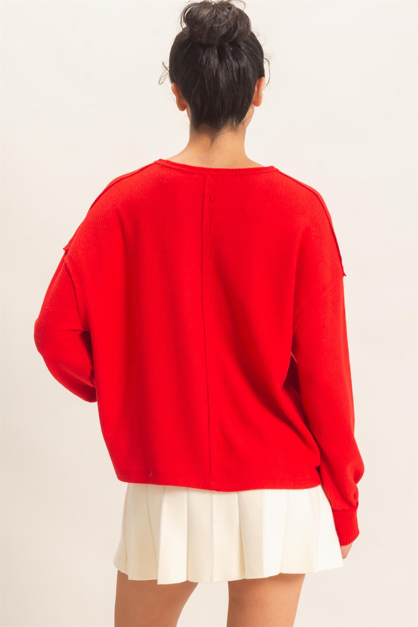 Wholesale Raw Edge Waffle Sweatshirt Sweatshirts DZ26F081 RED HYFVE