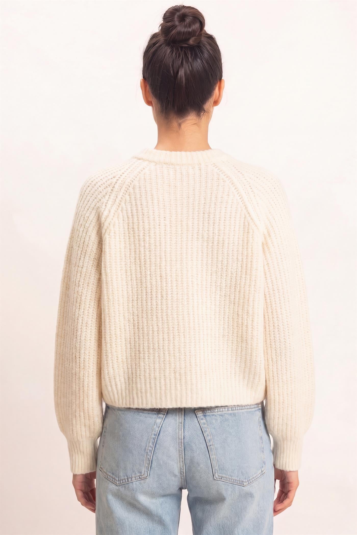Wholesale Ribbed Button Front Cardigan Cardigans DZ26E109 CREAM DOUBLE ZERO