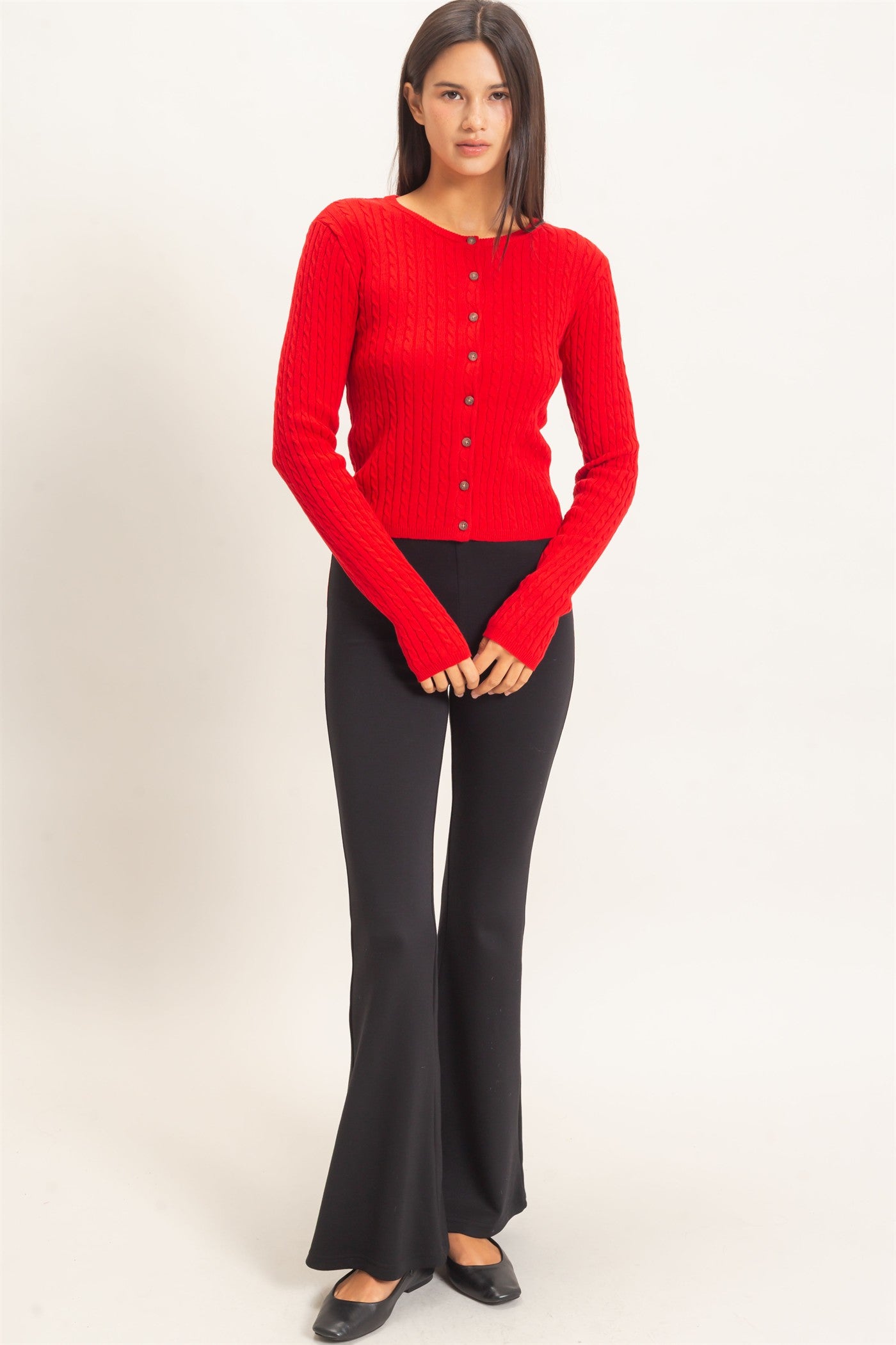 Wholesale Cable Knit Cardigan Cardigans DZ26E256 RED DOUBLE ZERO