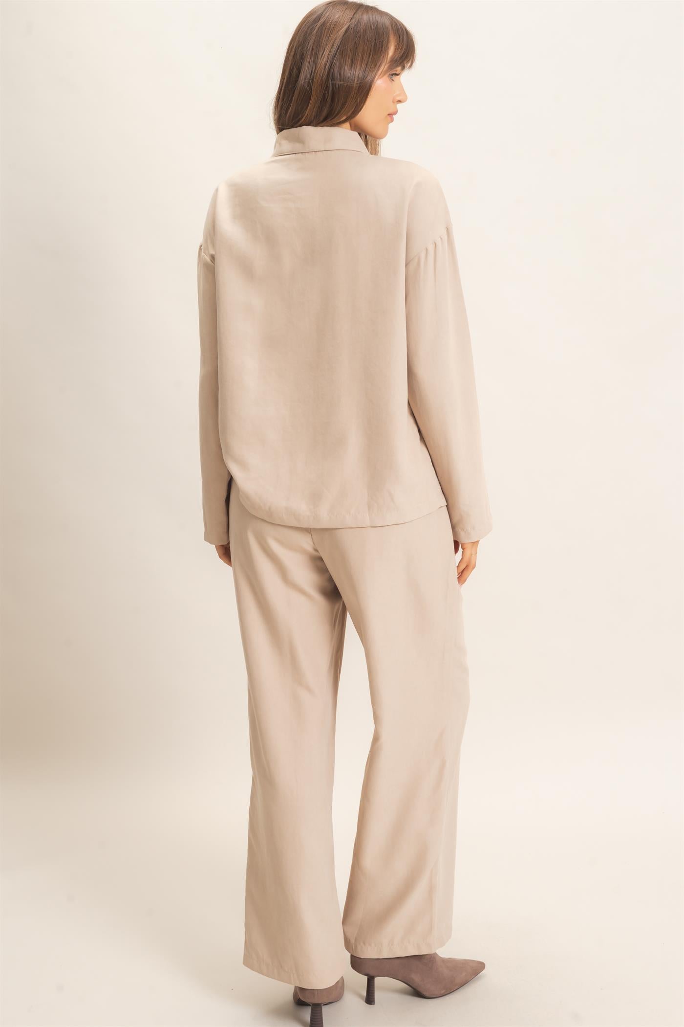 Wholesale Button-Up Shirt And Pants Set Clothing HF26C825-SET BEIGE HYFVE