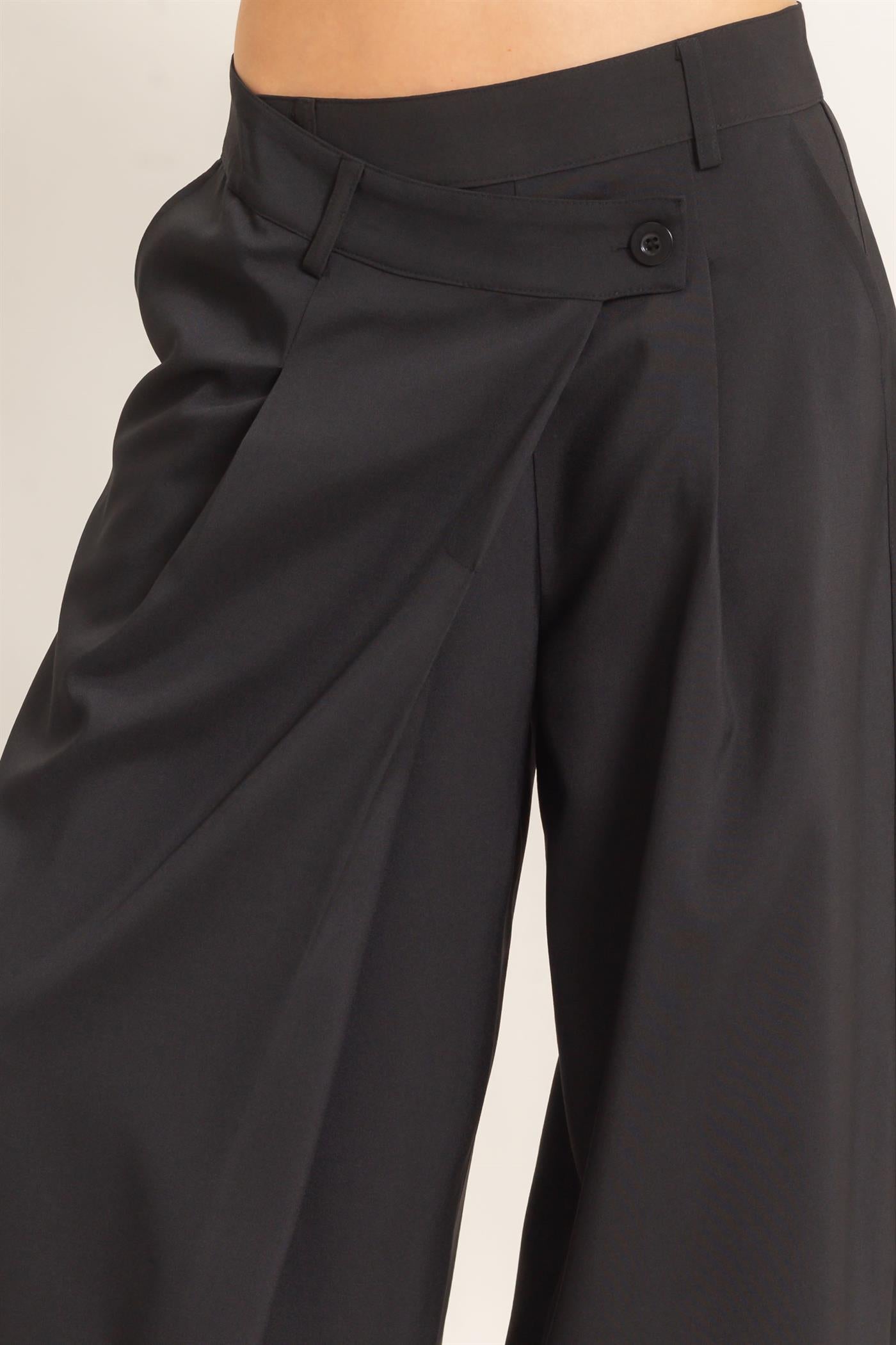 Wholesale Asymmetrical Overlap Pleated Pant Pants HF26C885 BLACK HYFVE