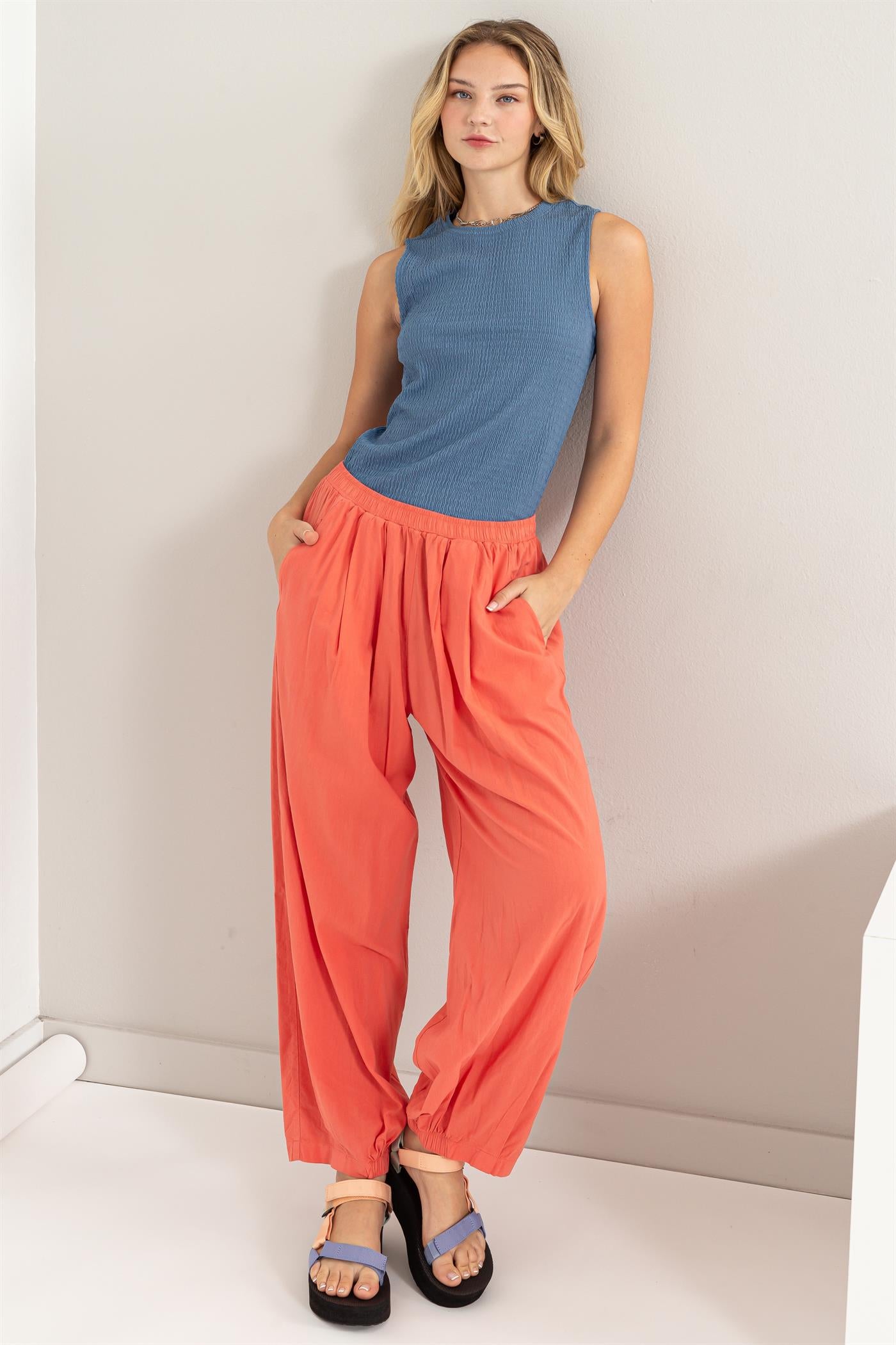 Wholesale Mid Rise Wide Leg Pants Pants DZ24A651 WATERMELON DOUBLE ZERO