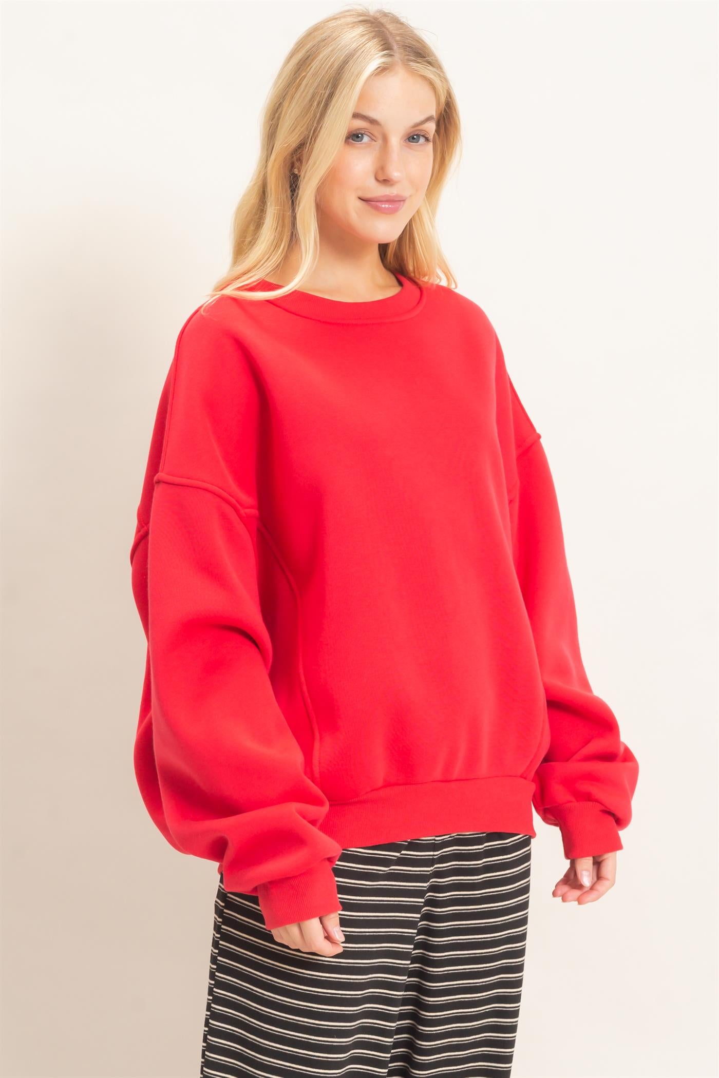 Wholesale Oversized Dropped Shoulder Sweatshirt Sweatshirts HF26F141 RED HYFVE