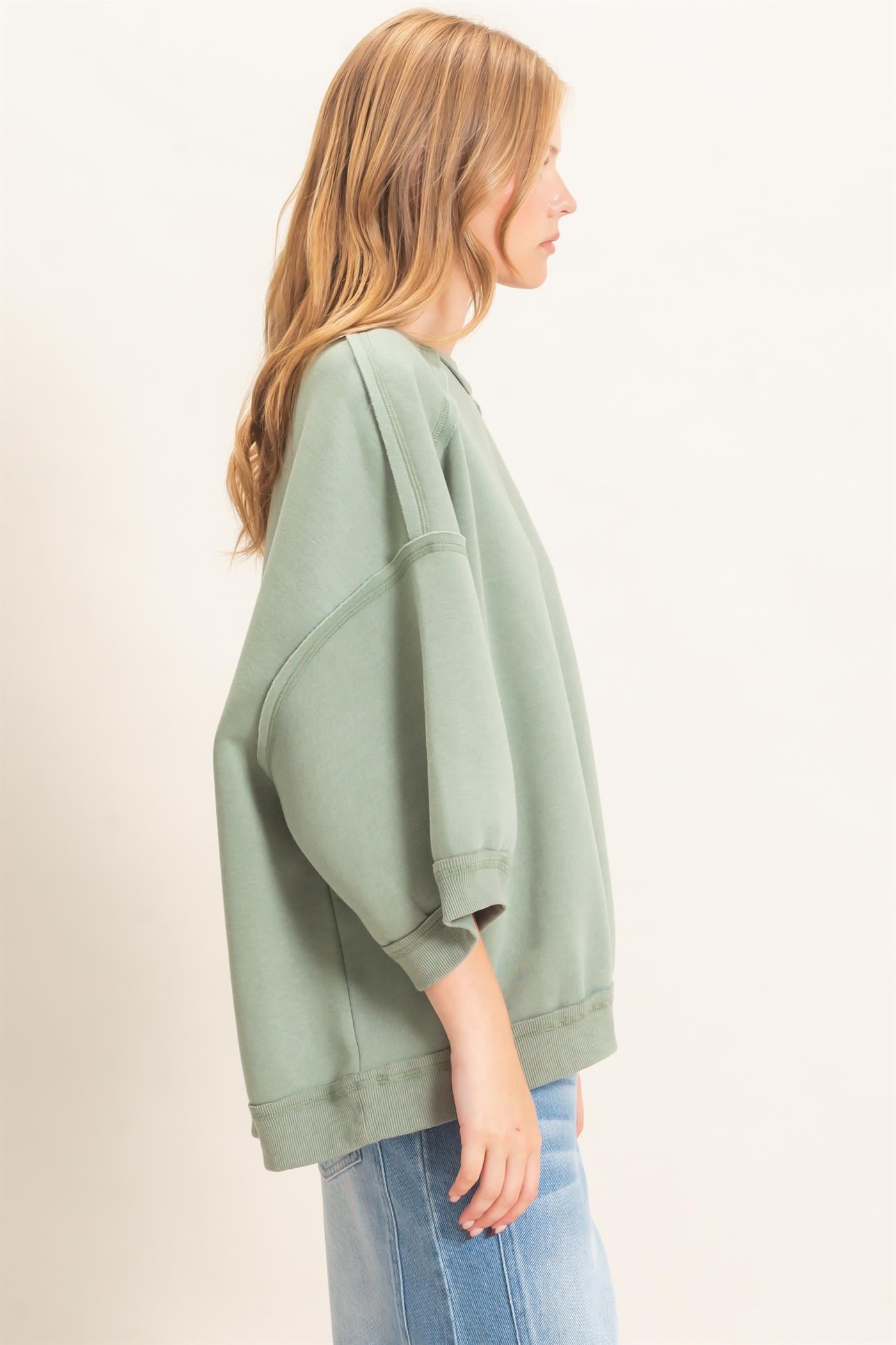 Wholesale Raglan Sleeve Oversized Sweatshirt Sweatshirts HF26E075 SAGE HYFVE