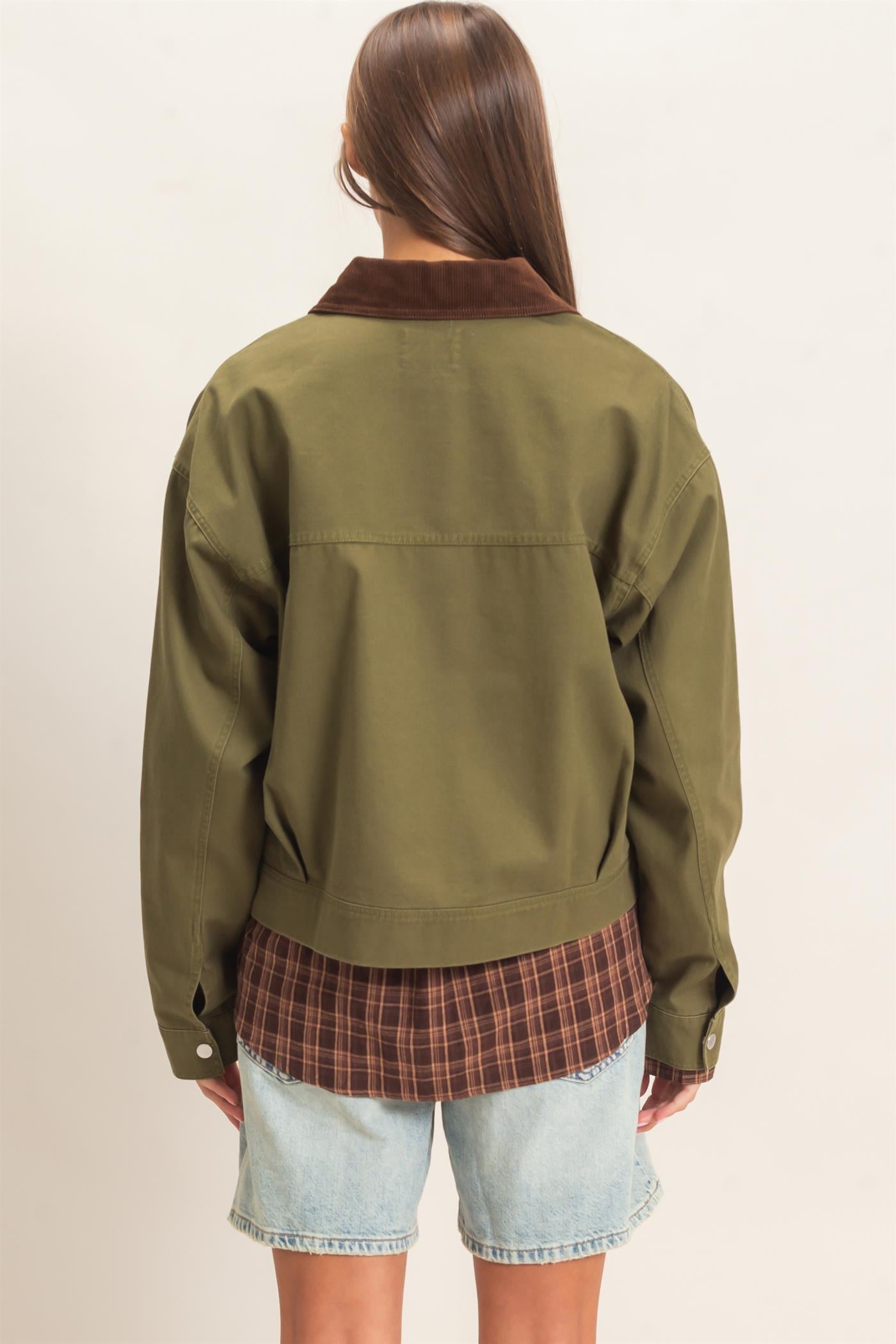 Wholesale Twill Barn Jacket Coats & Jackets DZ26E394 DARK OLIVE DOUBLE ZERO