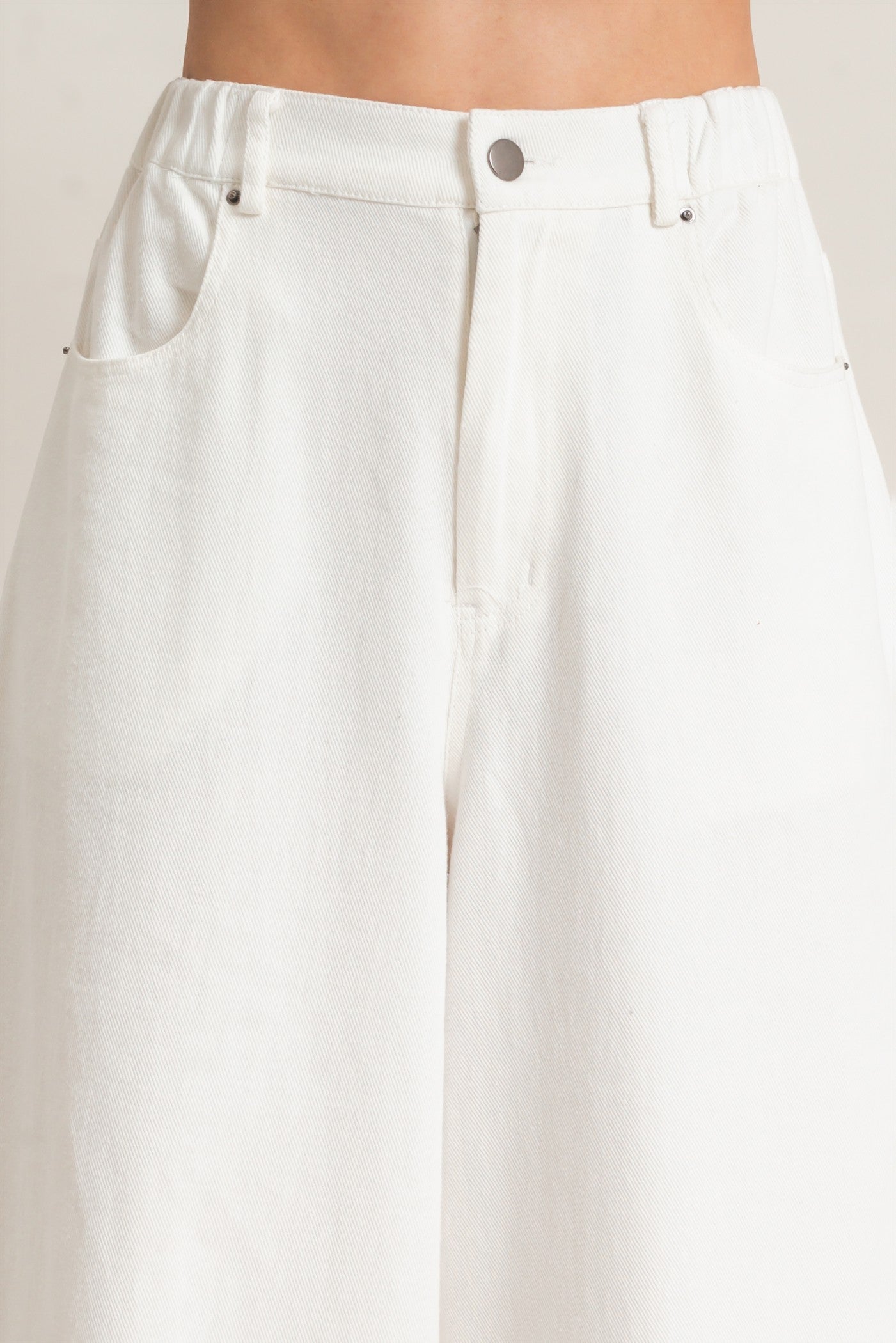 Wholesale Wide-Leg High-Rise Pants Pants HF26F222-D WHITE HYFVE