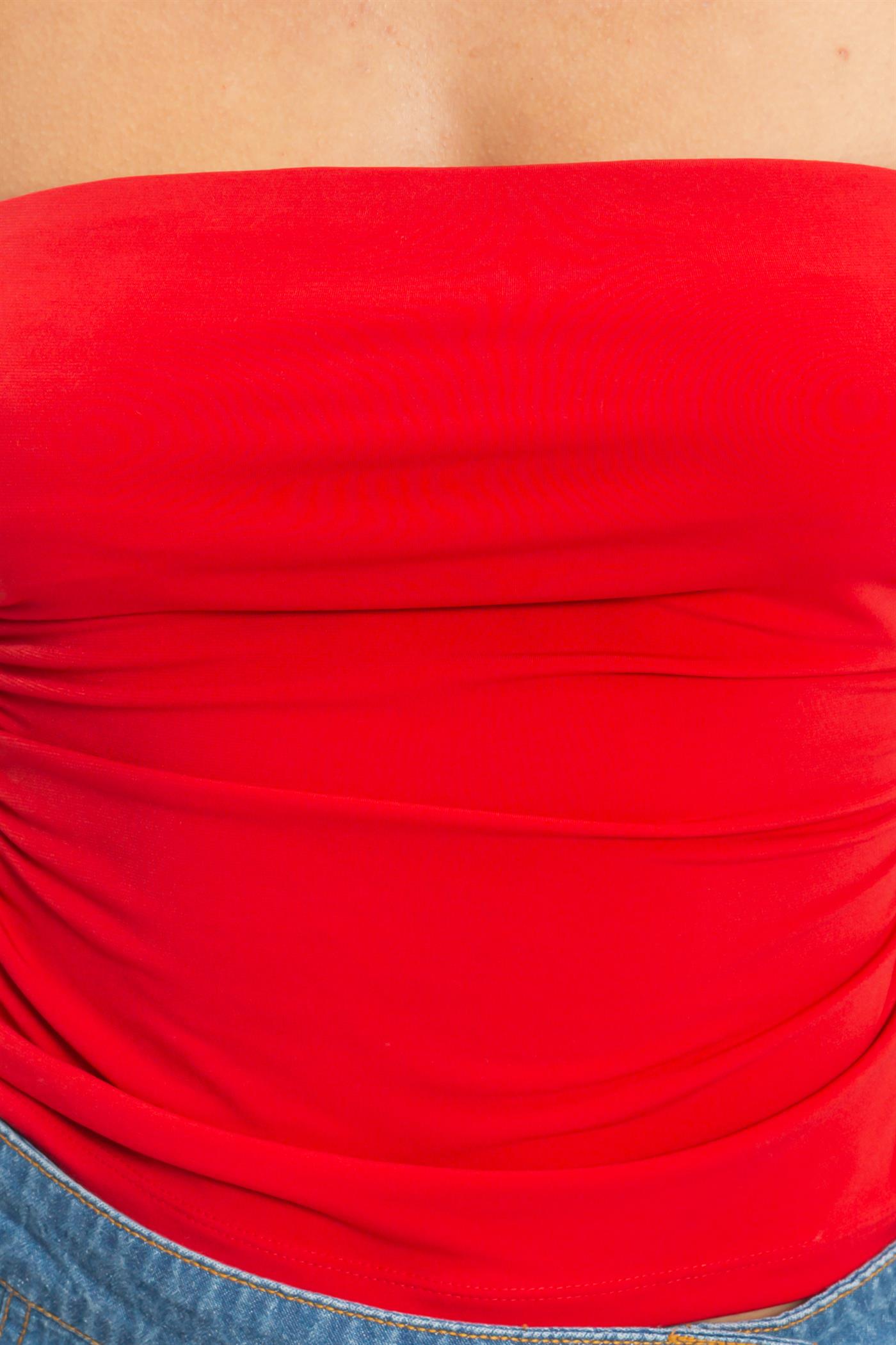 Wholesale Ruched Bandeau Top Clothing Tops DZ26C334 RED DOUBLE ZERO